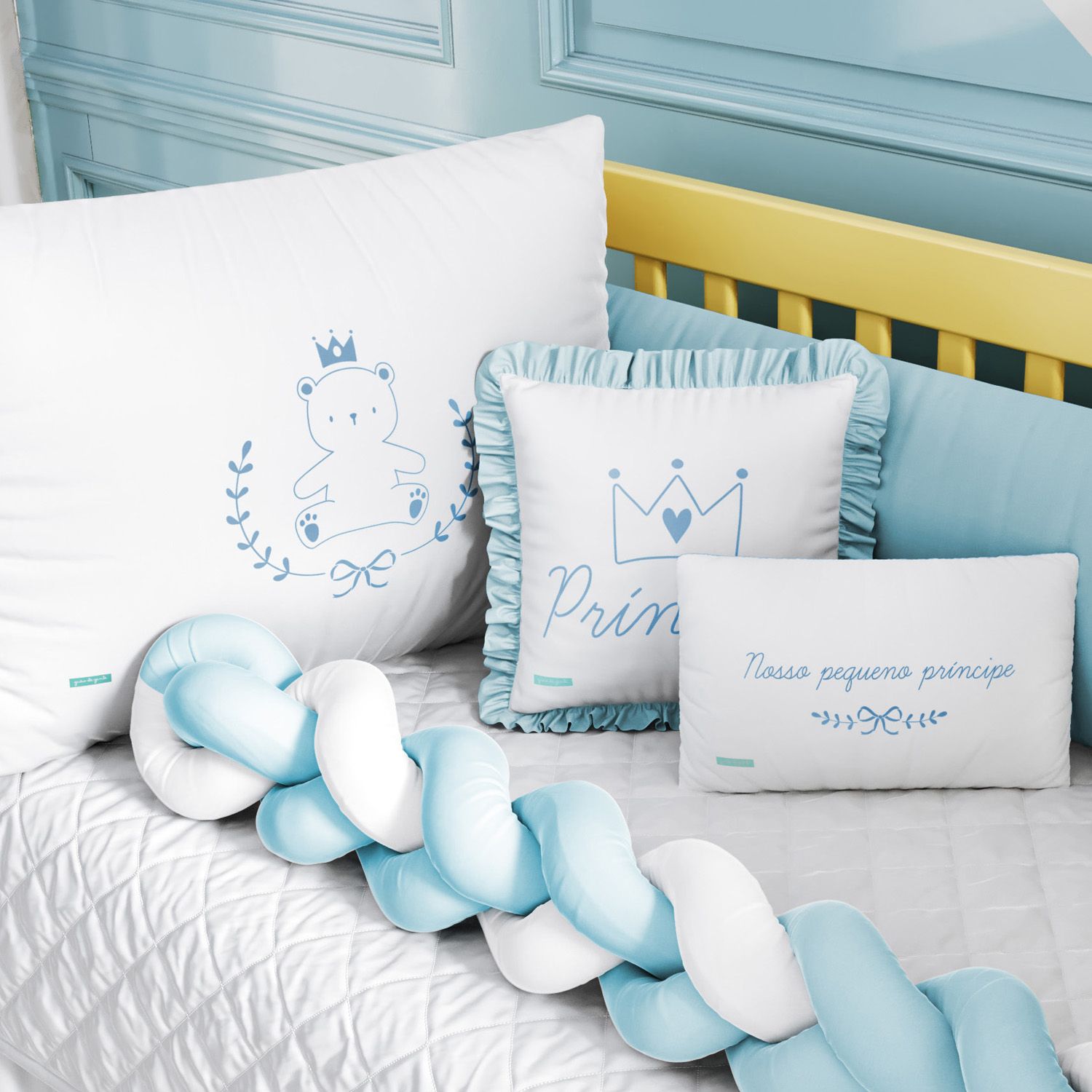 Kit Berço Trança Teddy Príncipe Azul