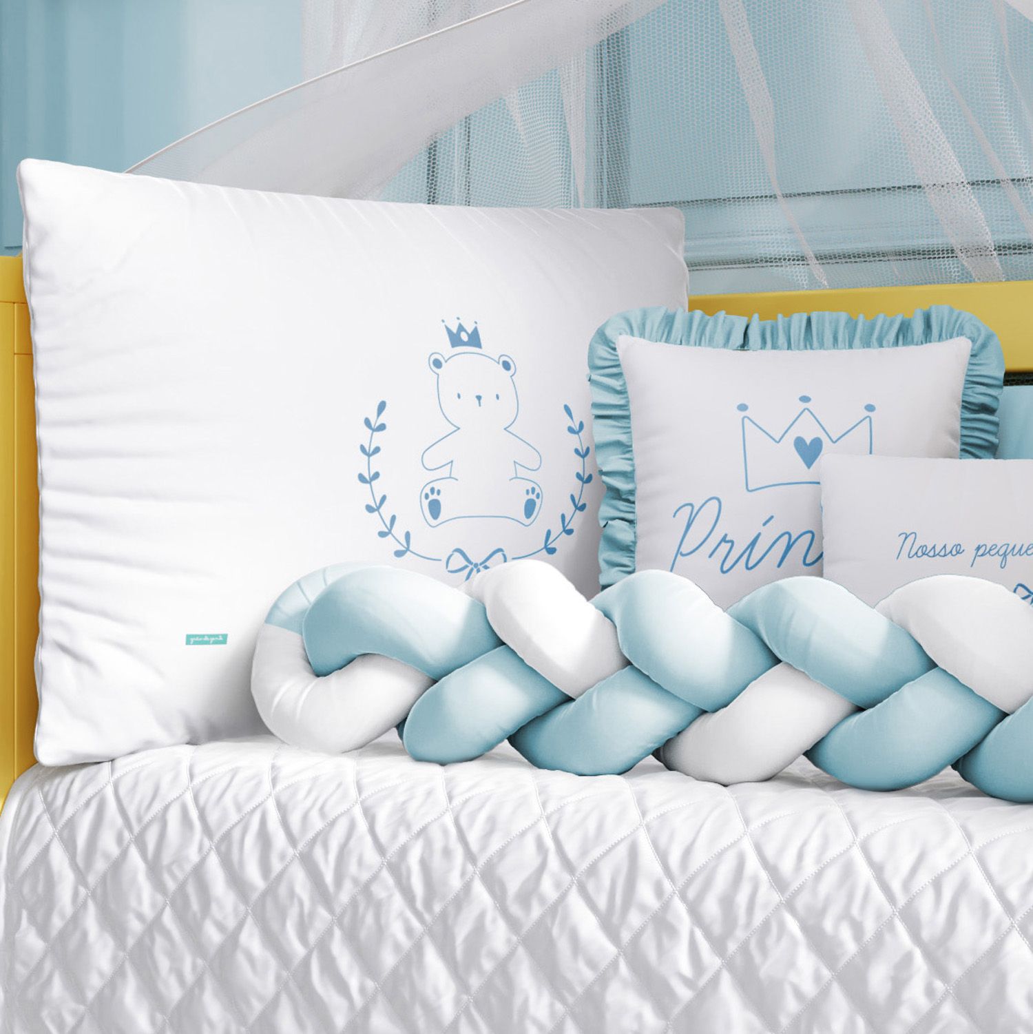 Kit Berço Trança Teddy Príncipe Azul