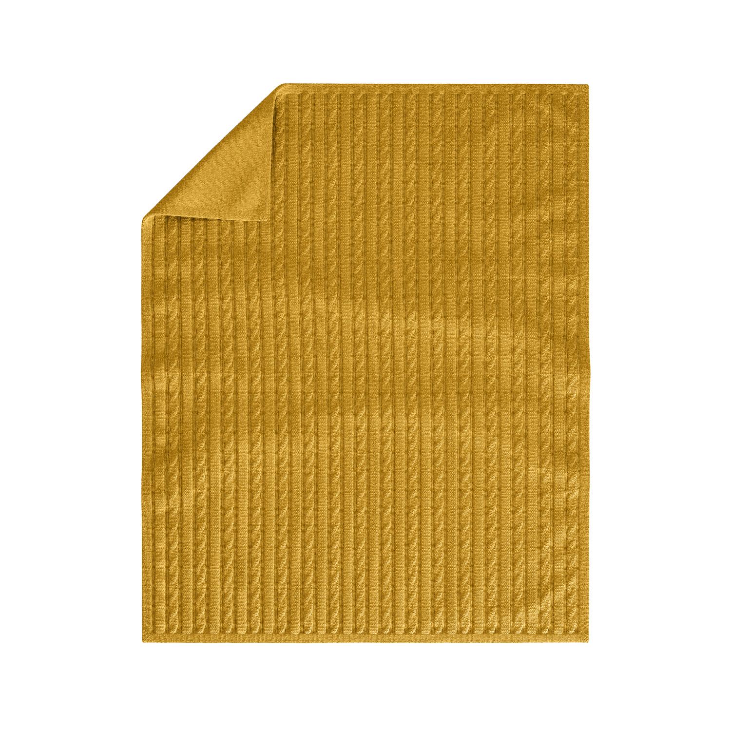 Manta Tricot Trança Amarelo Mostarda 1M