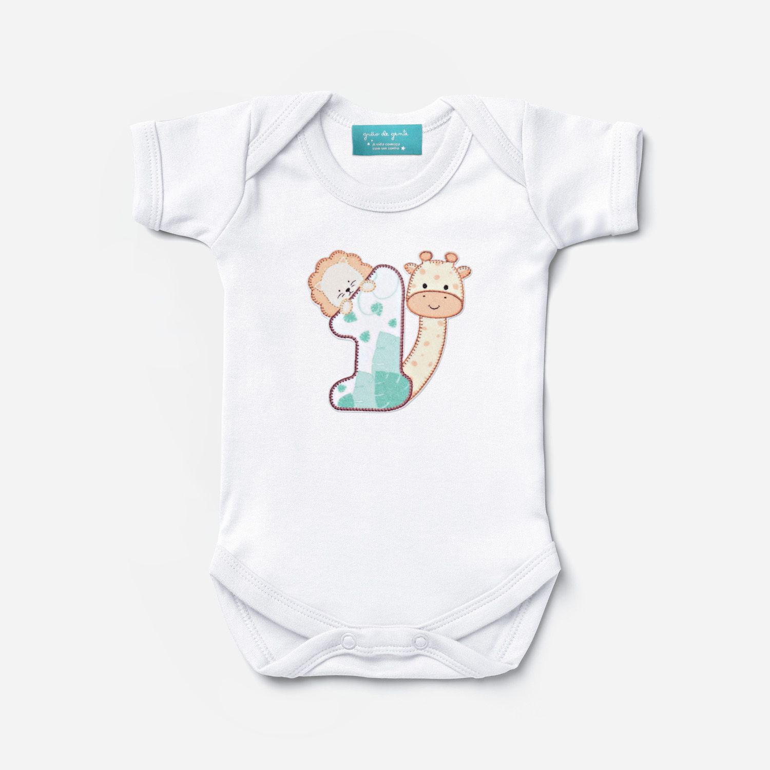 Body Mesversário Safári Baby Manga Curta 1 Mes Tam PP