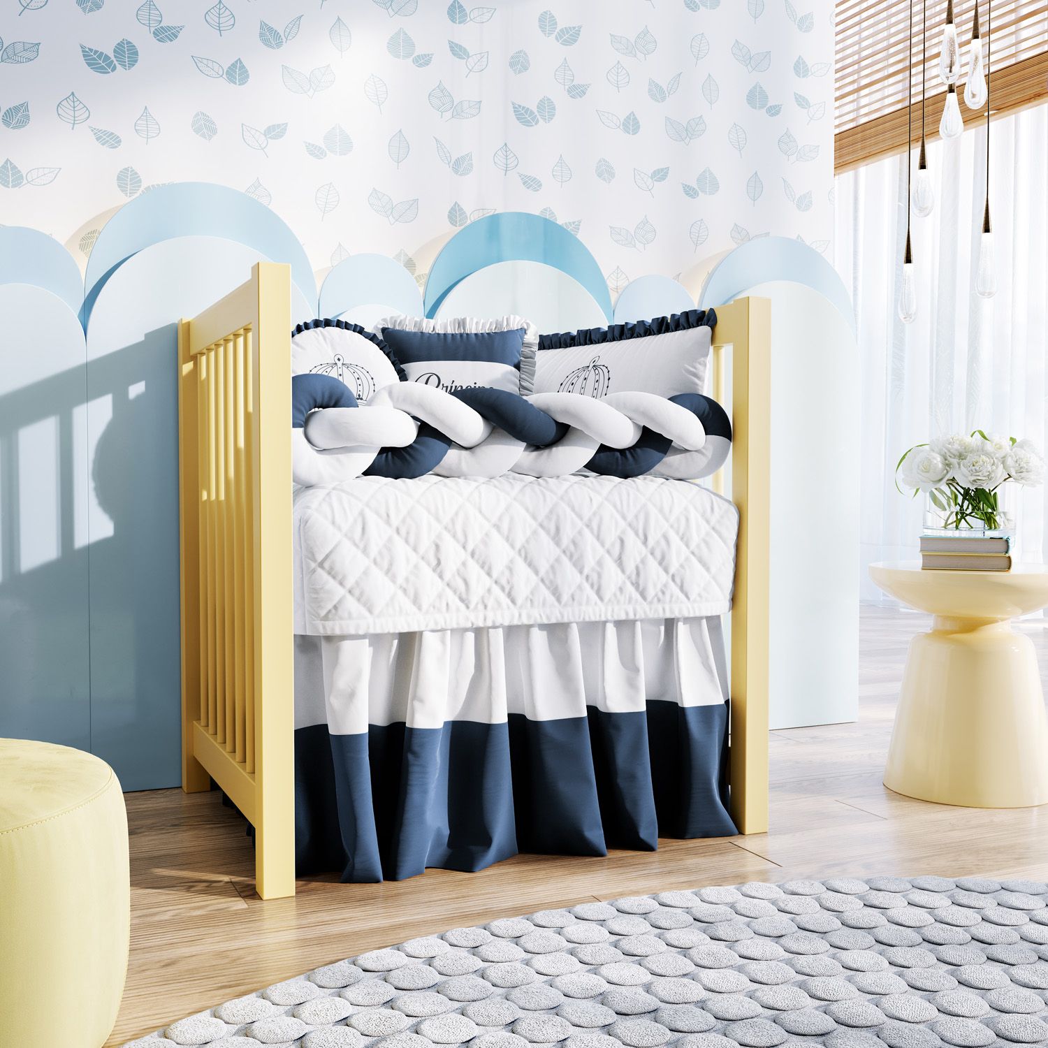 Kit Mini Berço Trança Menina Princesa Rosa