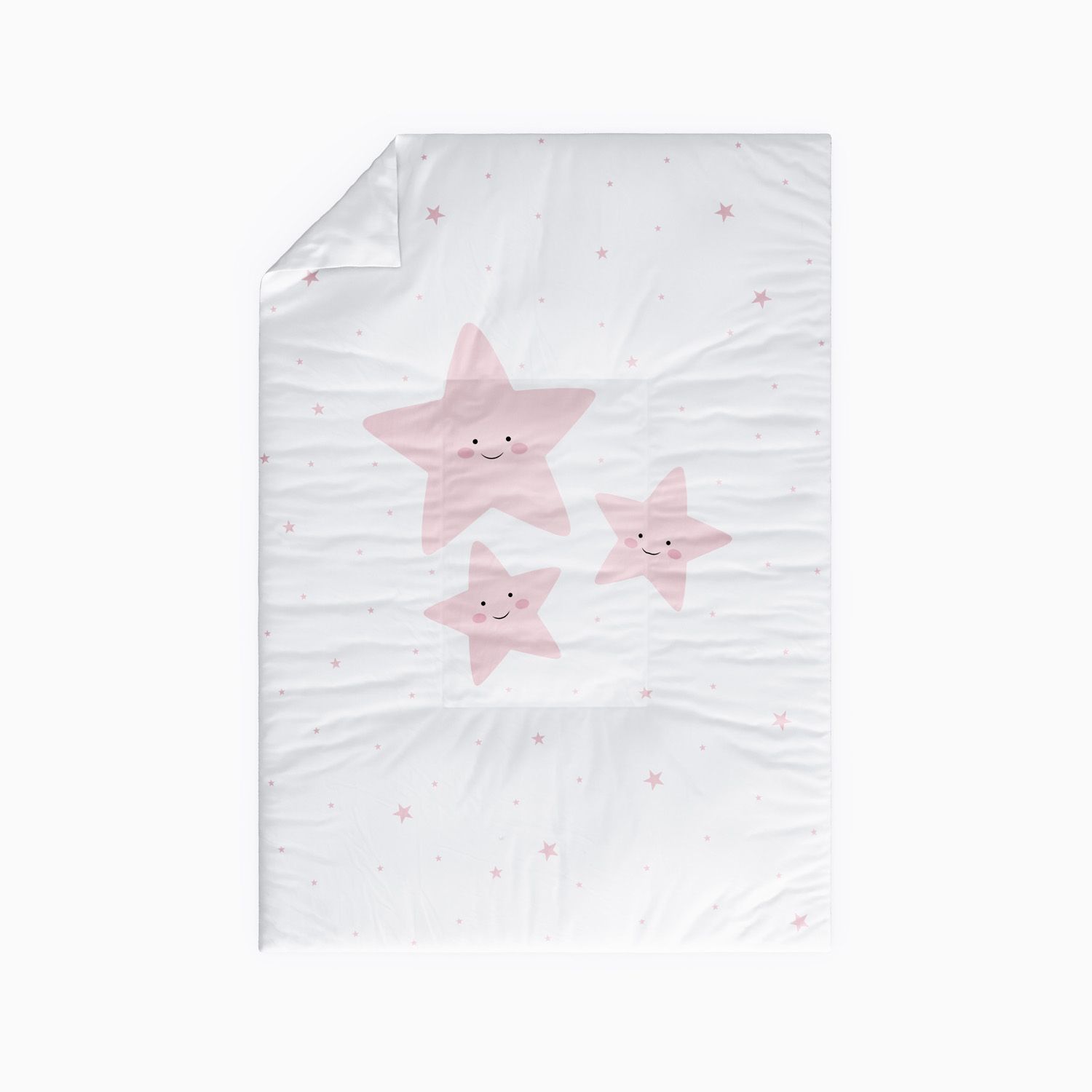 Edredom de Mini Berço Estrelinha Sorridente Rosa
