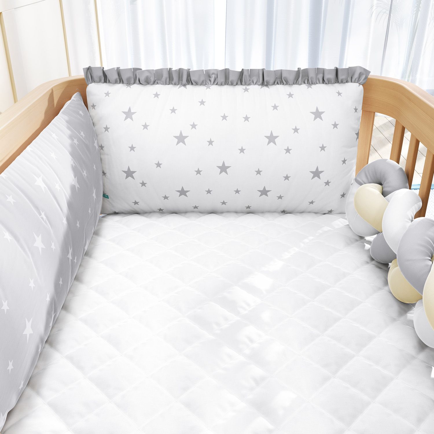 Kit Mini Berço Trança Estrelinha Rosa