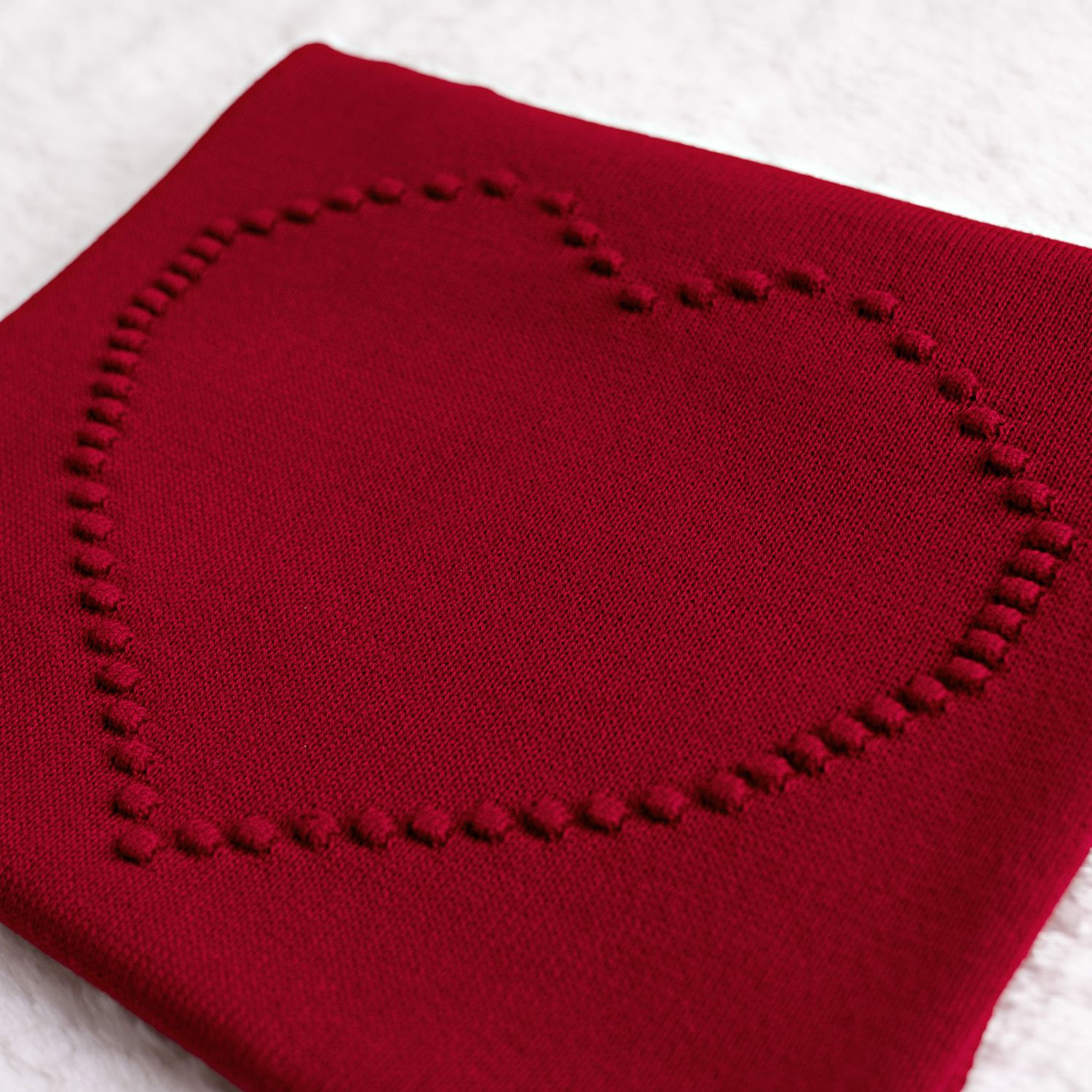 Saída Maternidade Tricot Coração e Pérola Vermelho 03 Peças