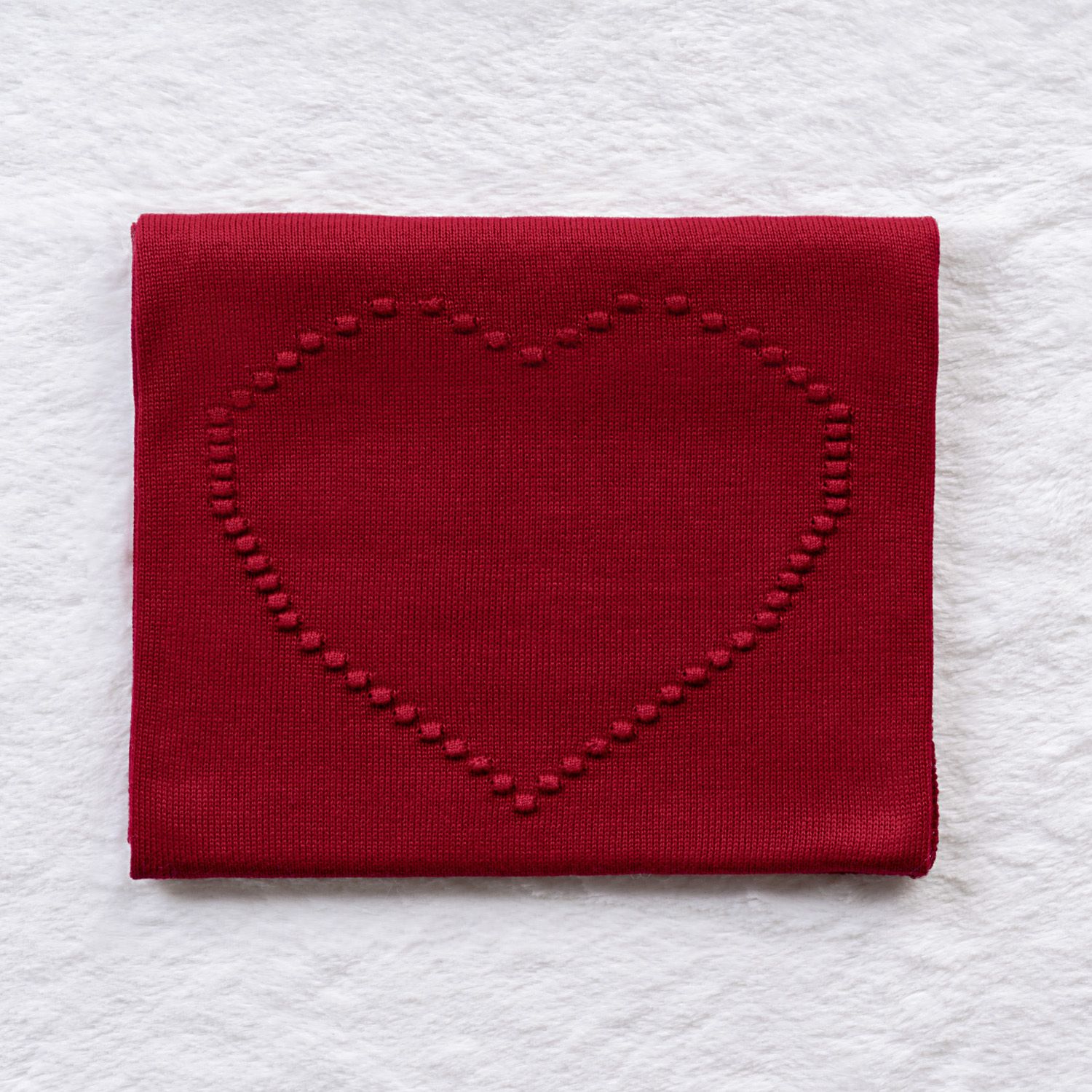 Saída Maternidade Tricot Coração e Pérola Vermelho 03 Peças