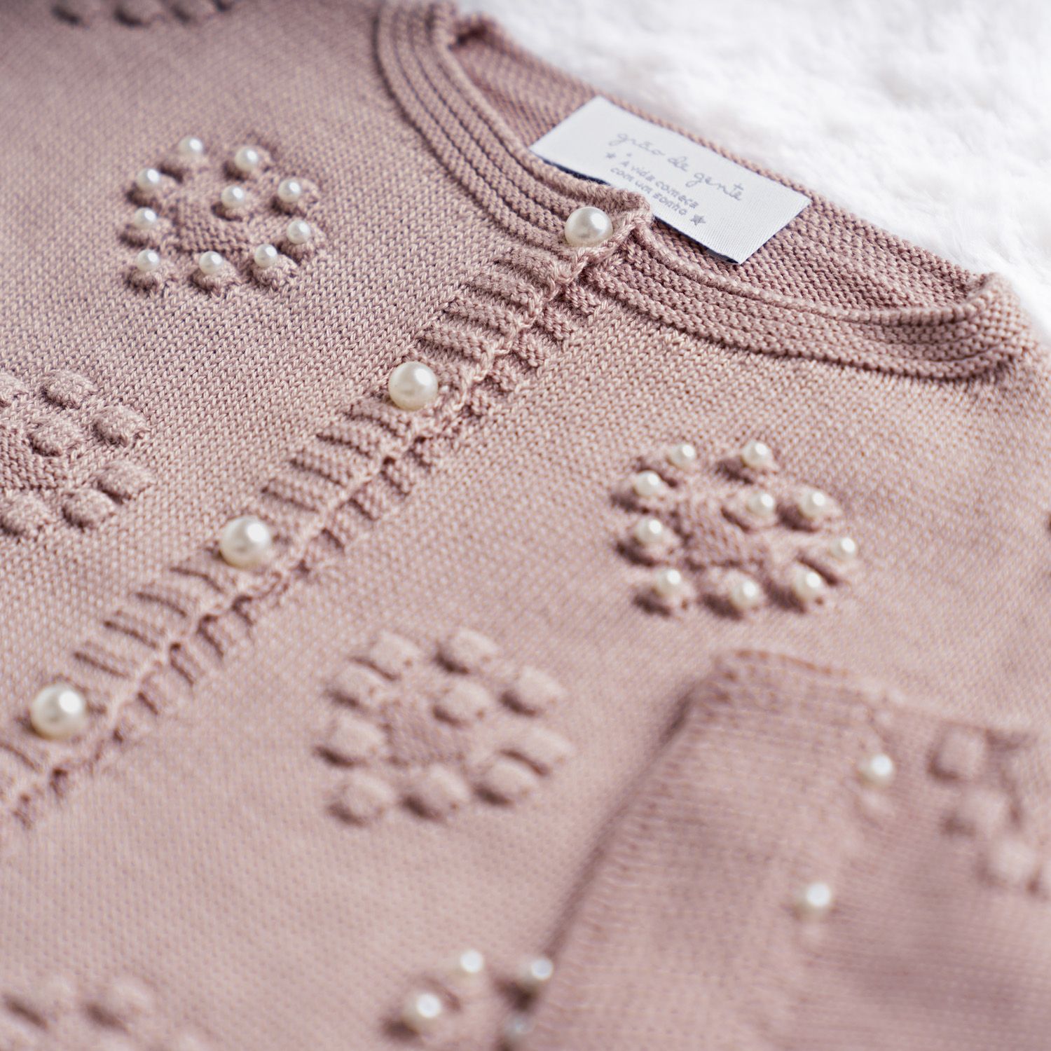 Saída Maternidade Tricot Coração e Pérola Vermelho 03 Peças