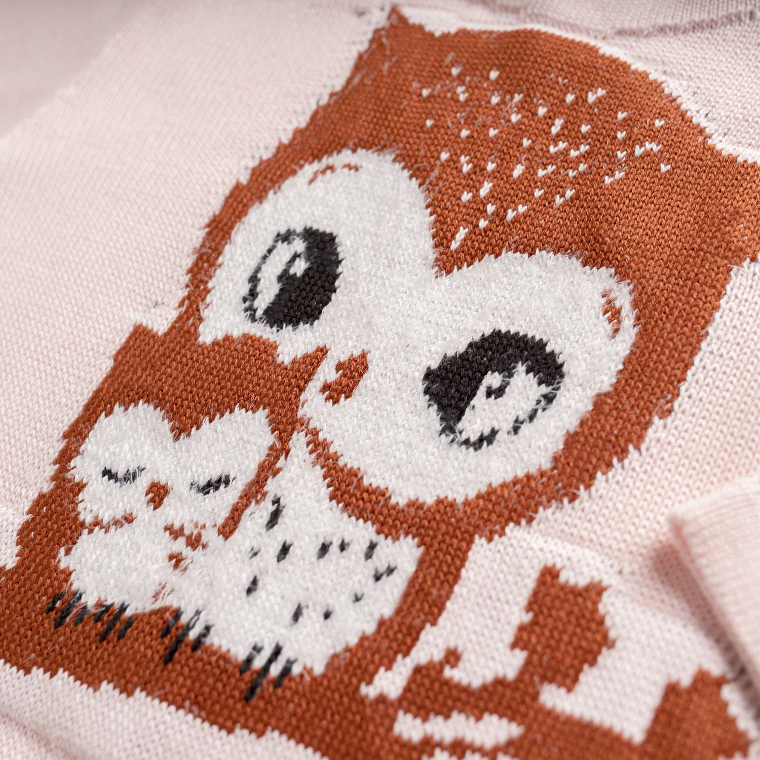 Saída Maternidade Tricot Jacquard Mamãe Coruja Nude Rosé 02 Peças