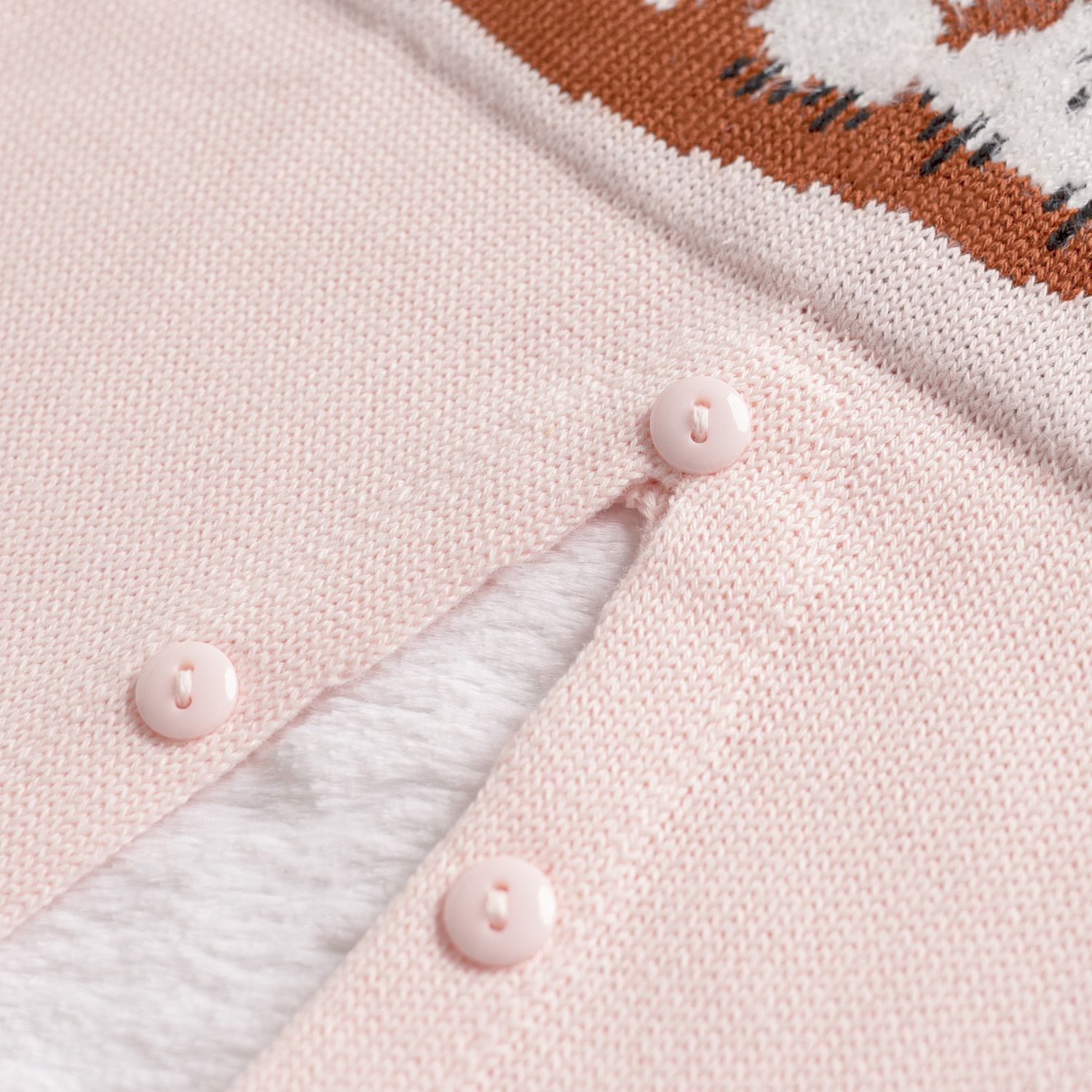 Saída Maternidade Tricot Jacquard Mamãe Coruja Nude Rosé 02 Peças