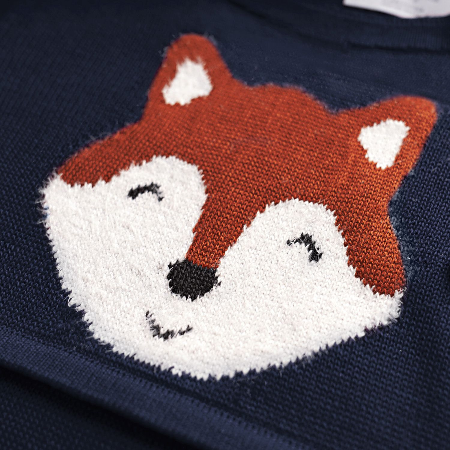 Saída Maternidade Tricot Jacquard Raposa Feliz Vermelho 02 Peças