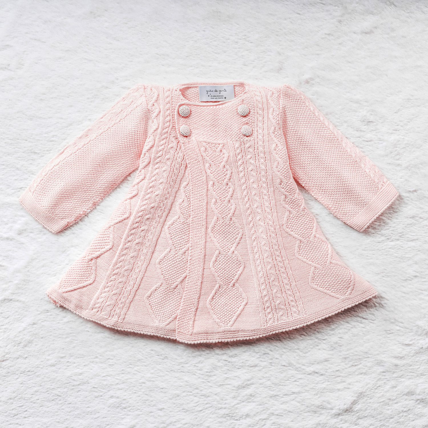 Saída Maternidade Tricot Casaco Princesa Rosa 03 Peças