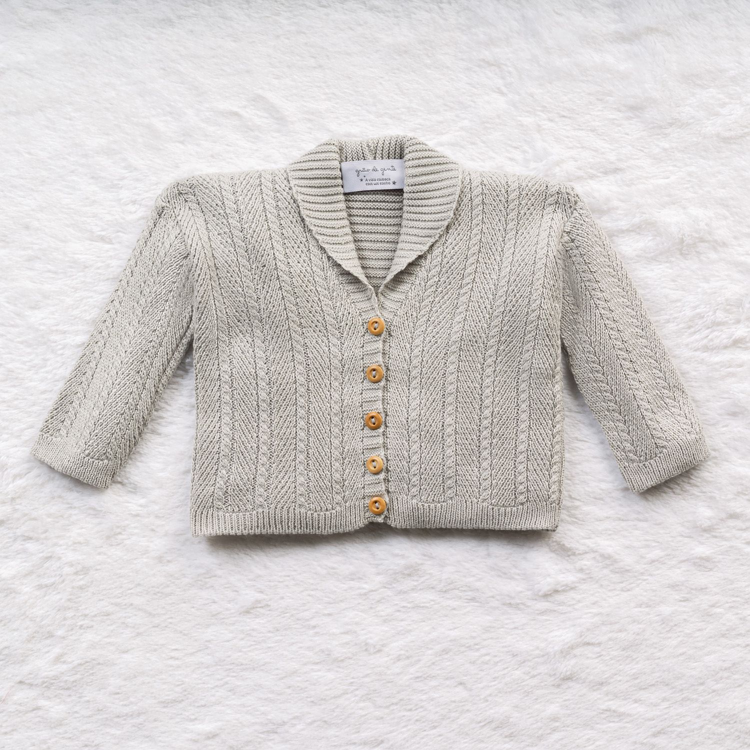 Saída Maternidade Tricot Casaquinho Monarca Cinza 03 Peças