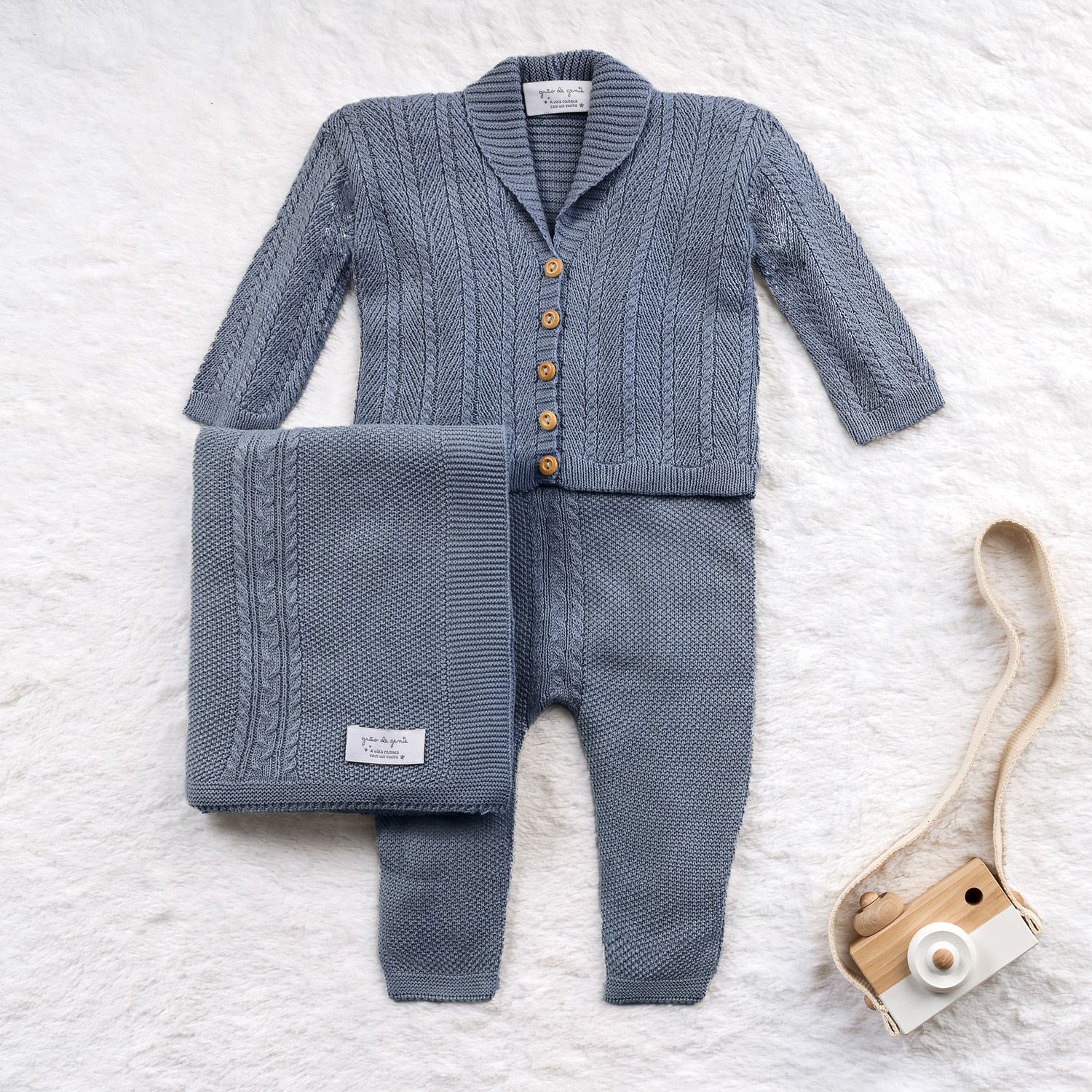 Saída Maternidade Tricot Casaquinho Monarca Cinza 03 Peças