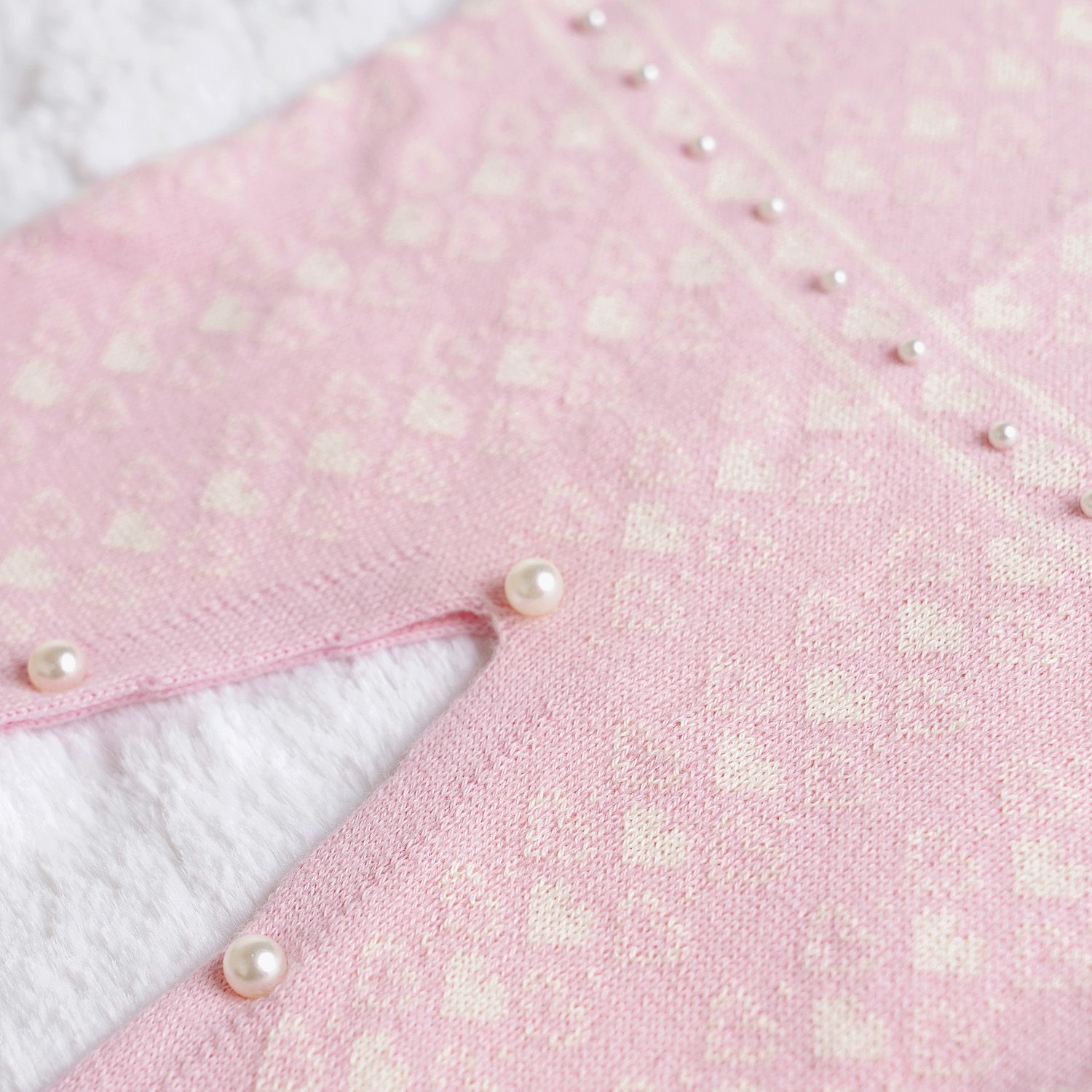 Saída Maternidade Tricot Mademoiselle Coração Nude e Azul Marinho 02 Peças