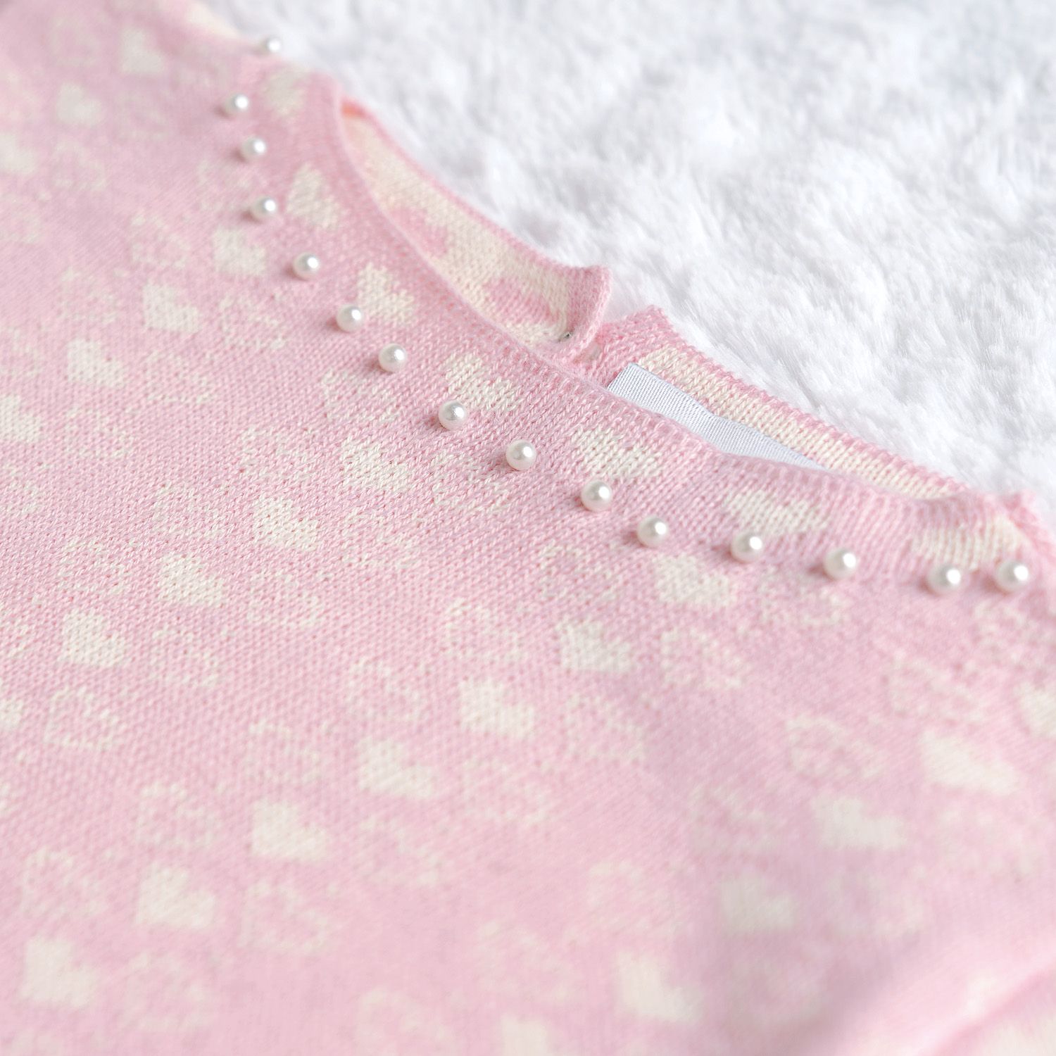 Saída Maternidade Tricot Mademoiselle Coração Nude e Azul Marinho 02 Peças