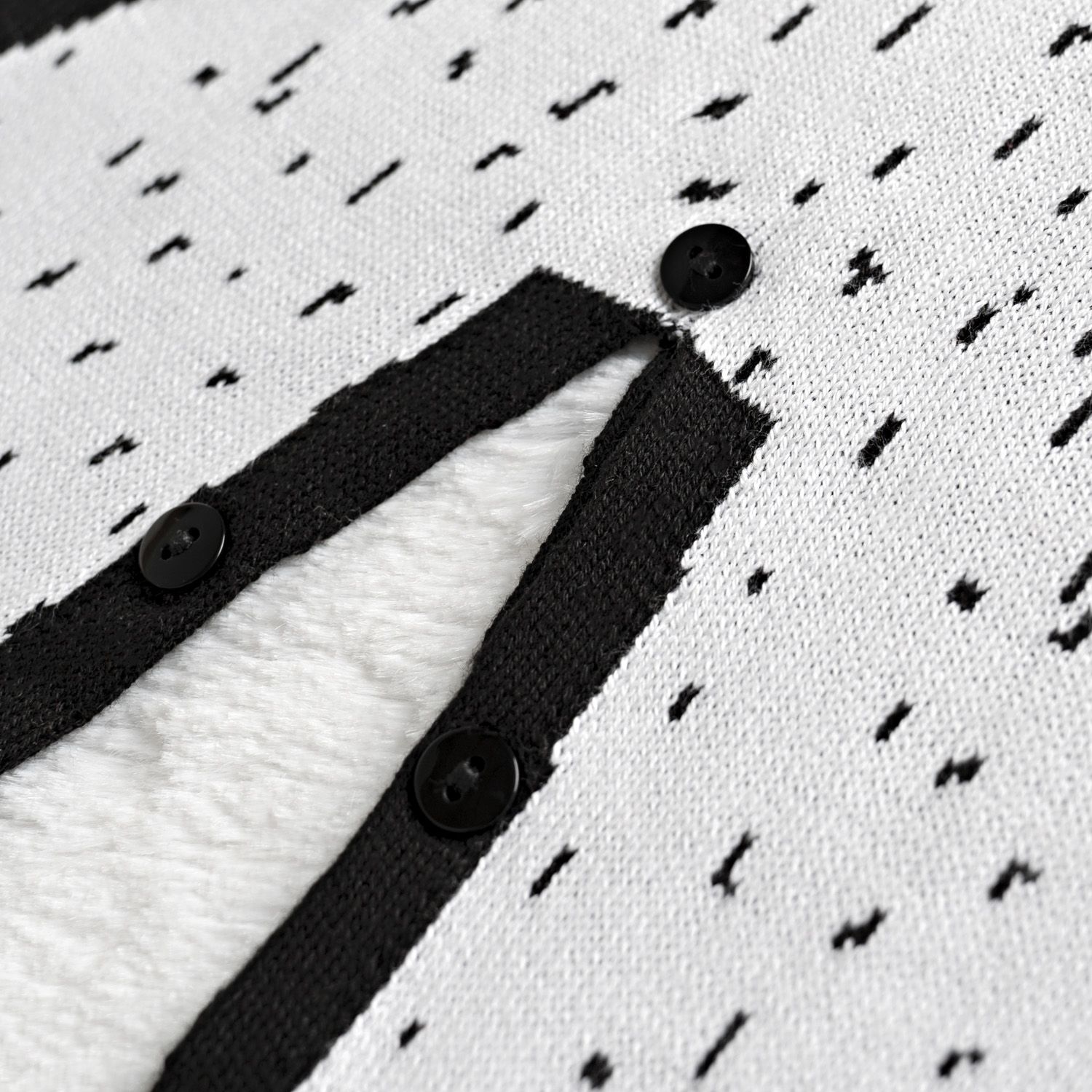 Saída Maternidade Tricot Jacquard Urso Nórdico Preto 02 Peças