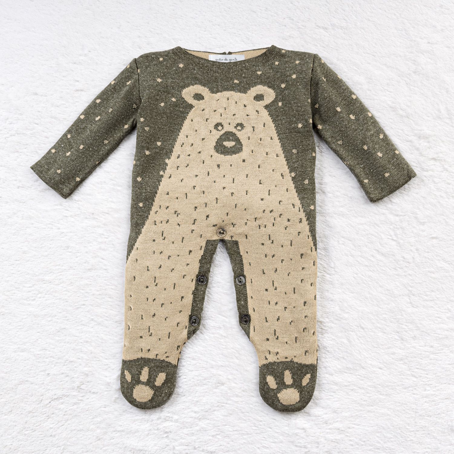 Saída Maternidade Tricot Jacquard Urso Nórdico Preto 02 Peças