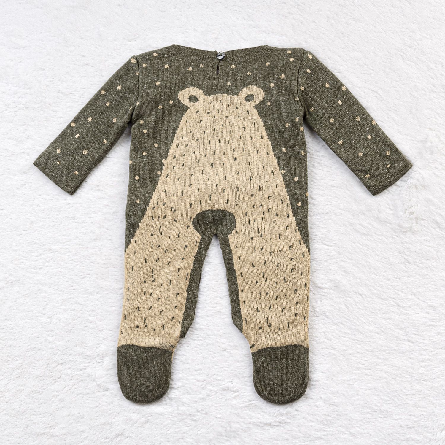 Saída Maternidade Tricot Jacquard Urso Nórdico Preto 02 Peças