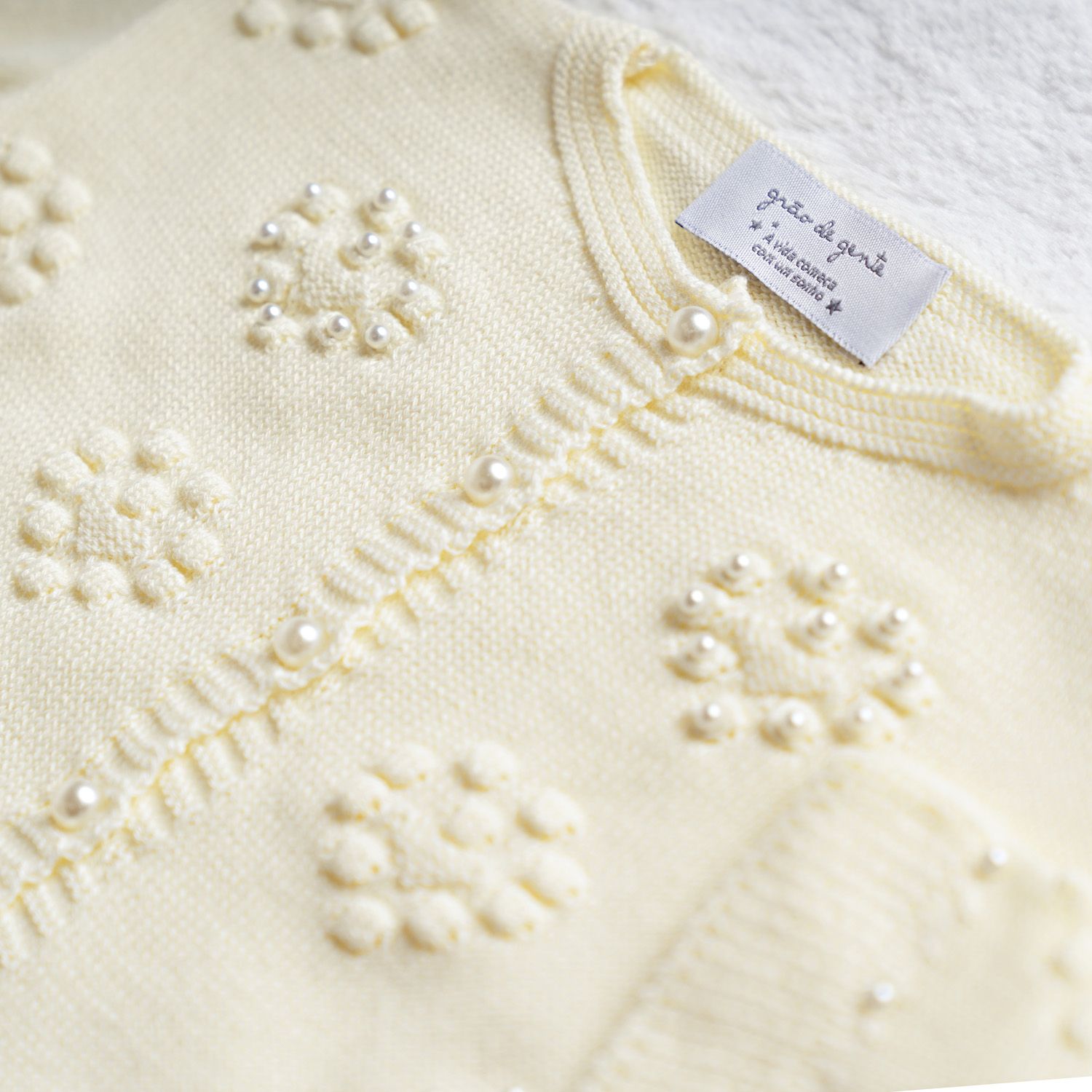 Casaquinho Tricot Coração e Pérola Vermelho