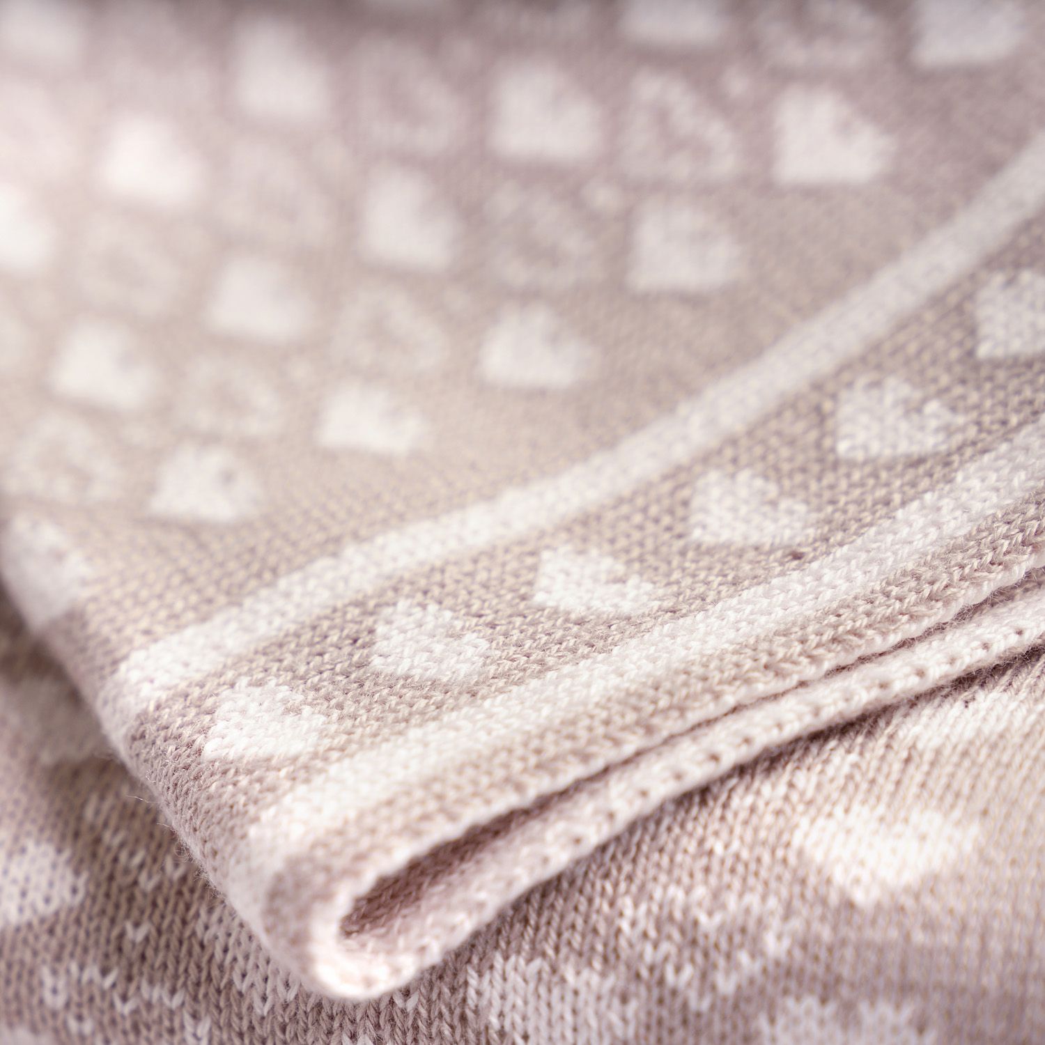 Manta Bebê Tricot Jacquard Petit Coração Rosa Dupla Face 80cm