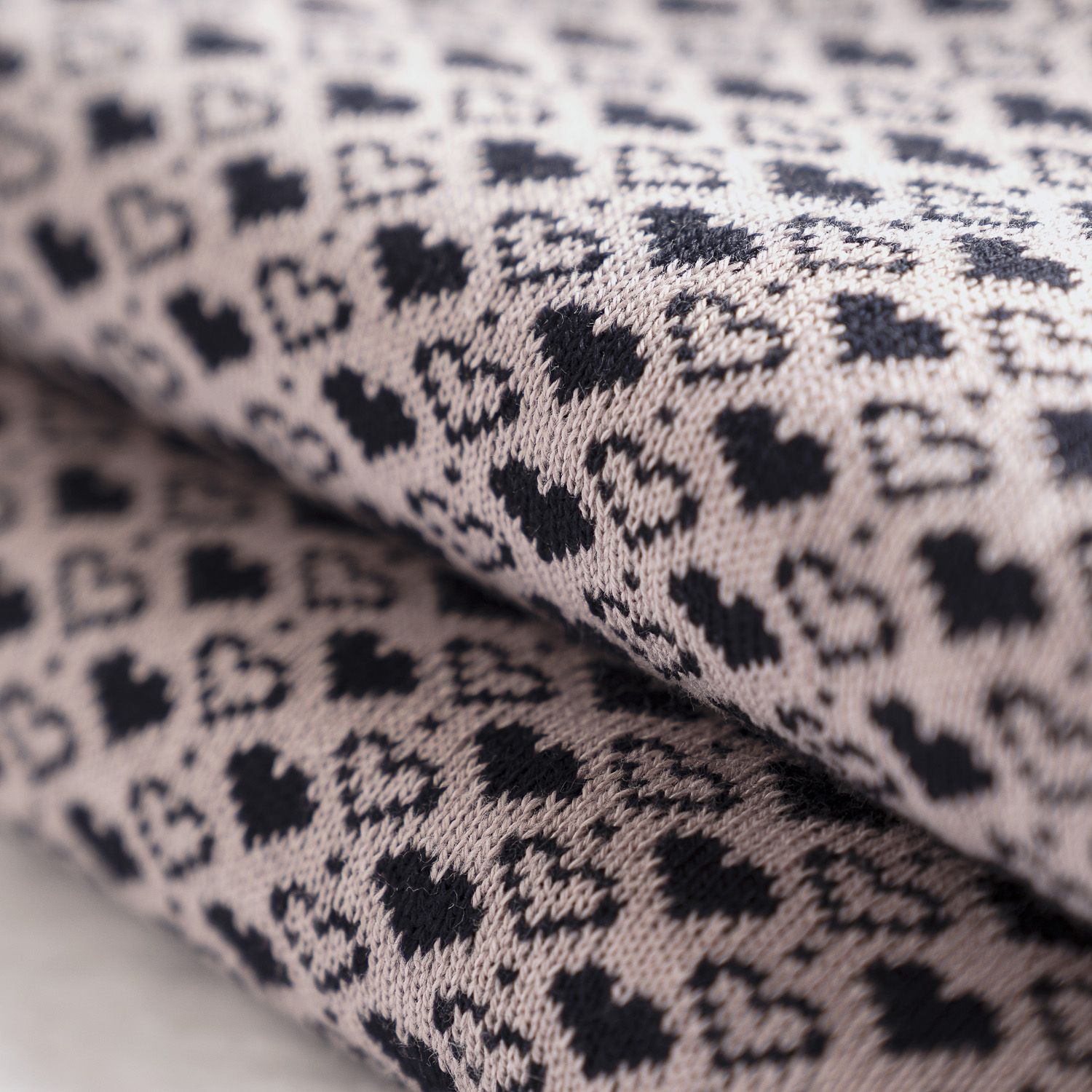 Manta Bebê Tricot Jacquard Petit Coração Rosa Dupla Face 80cm