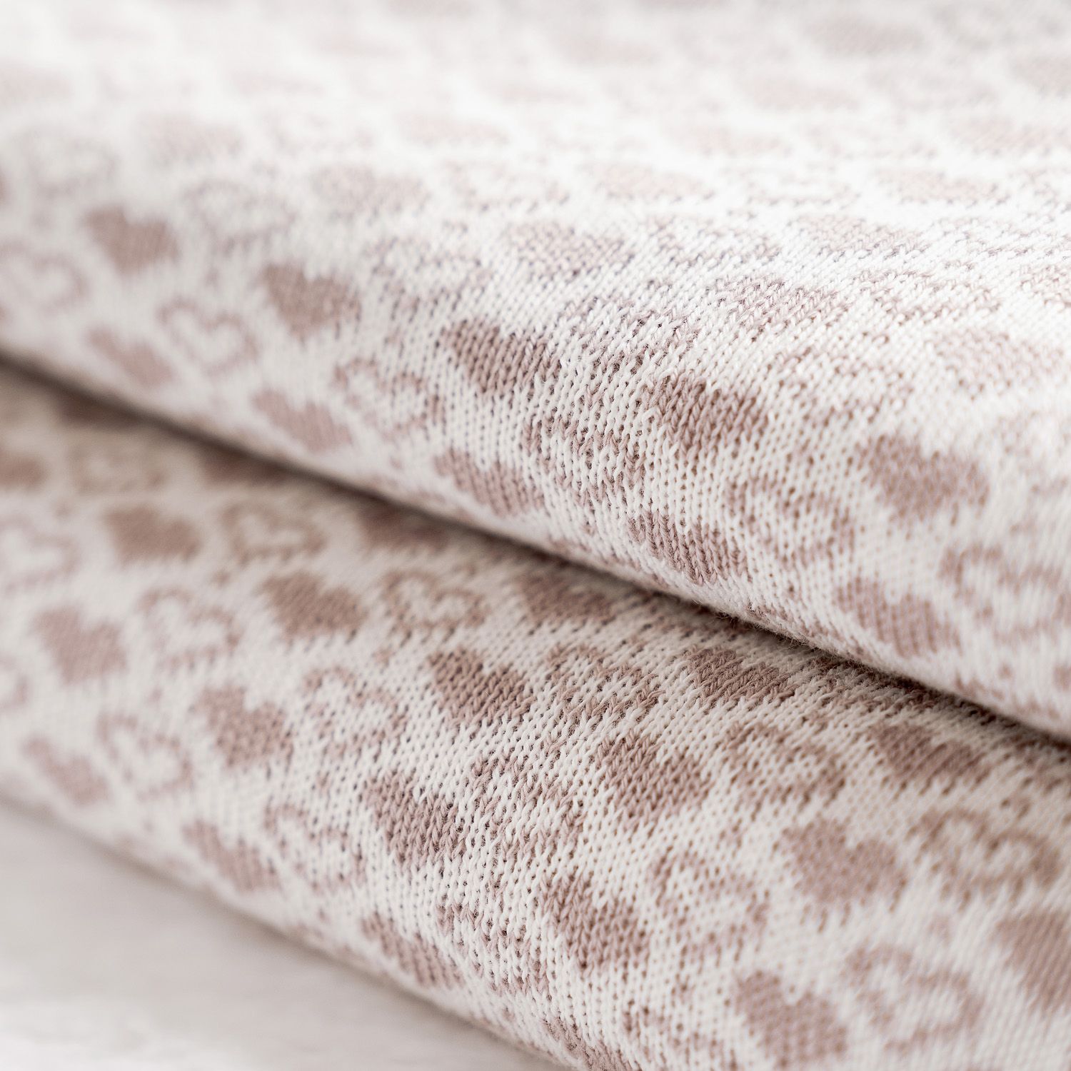 Manta Bebê Tricot Jacquard Petit Coração Rosa Dupla Face 80cm