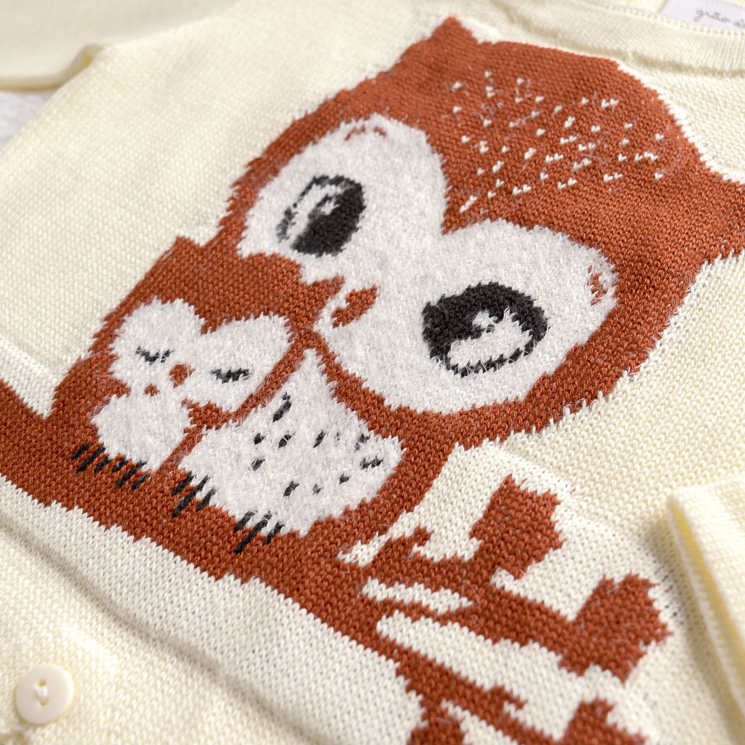 Macacão Tricot Jacquard Mamãe Coruja Amarelo Jasmim