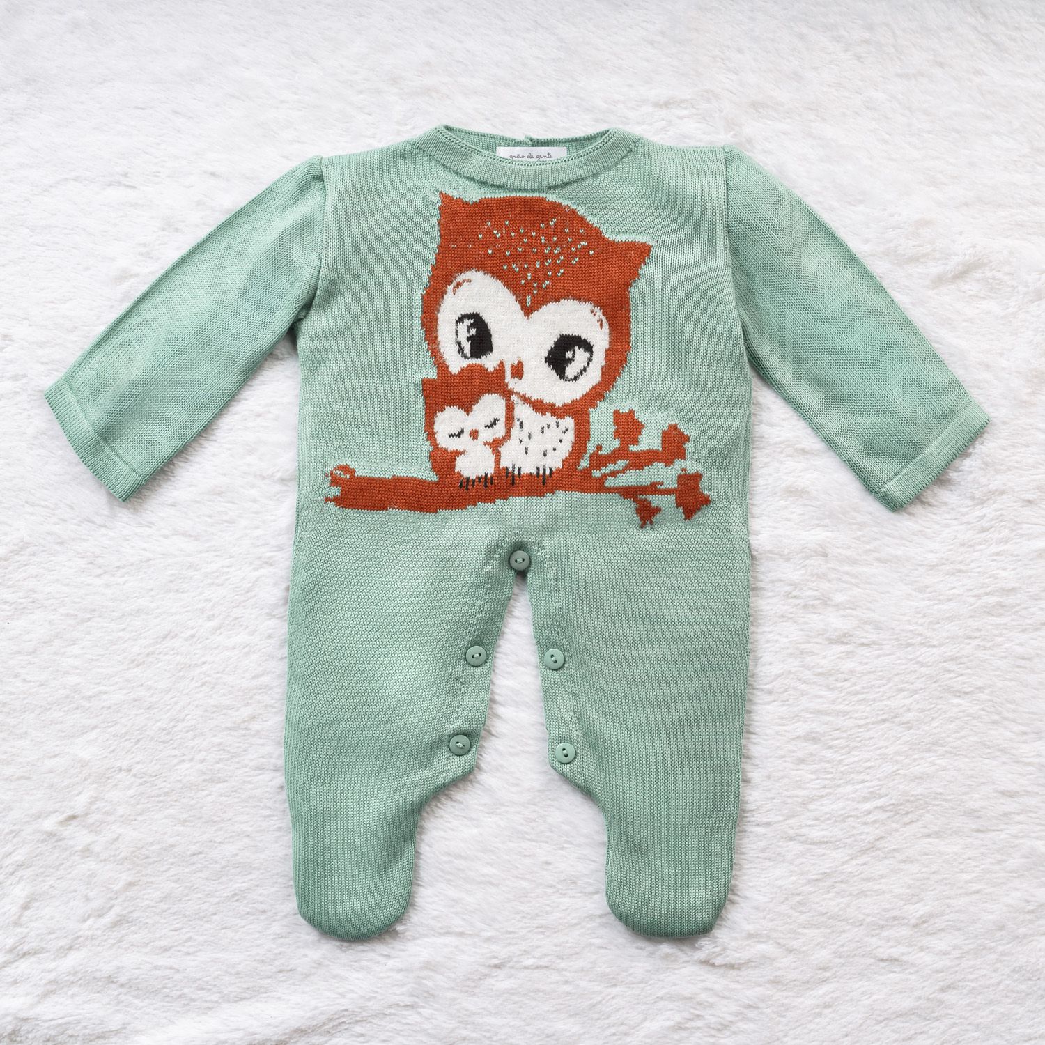 Macacão Tricot Jacquard Mamãe Coruja Amarelo Jasmim