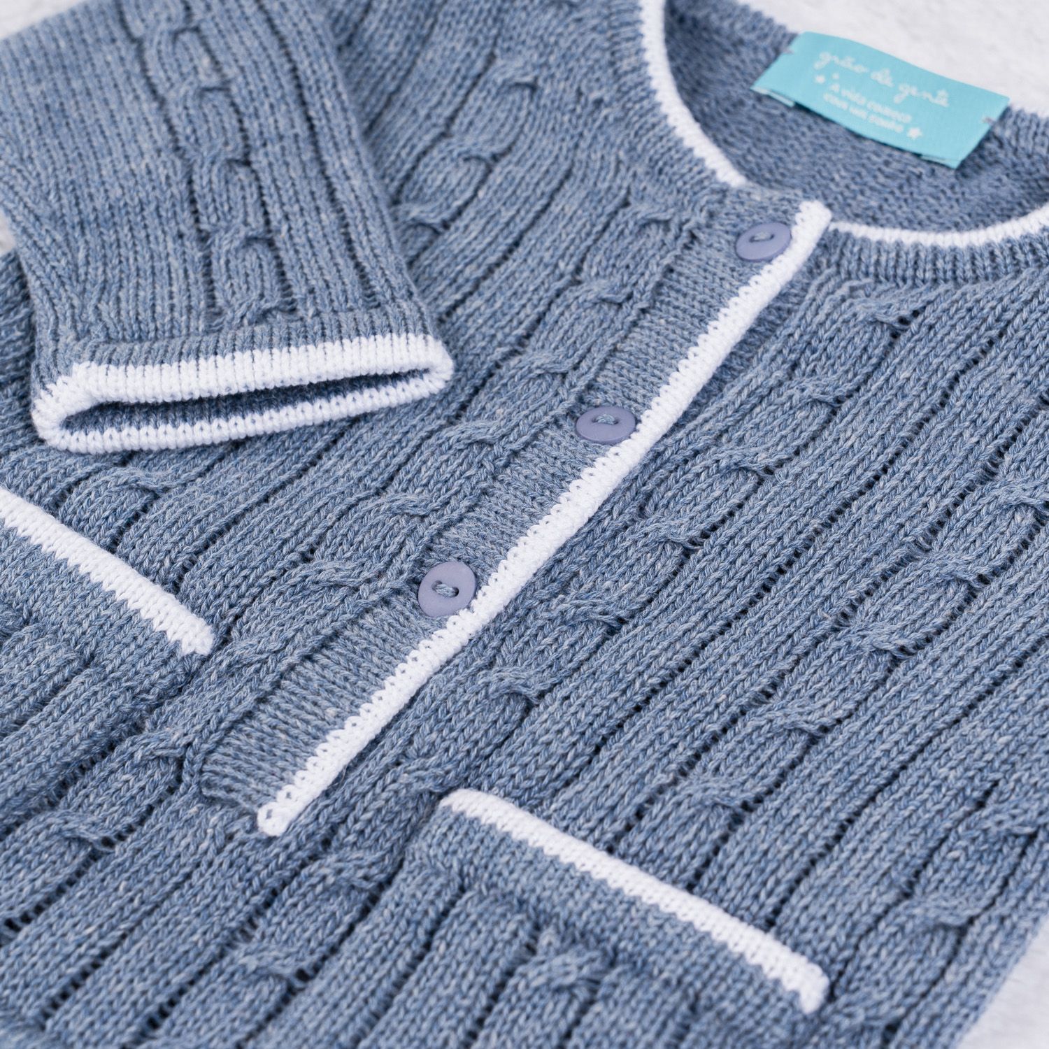 Saída Maternidade Tricot Navy Azul 03 Peças