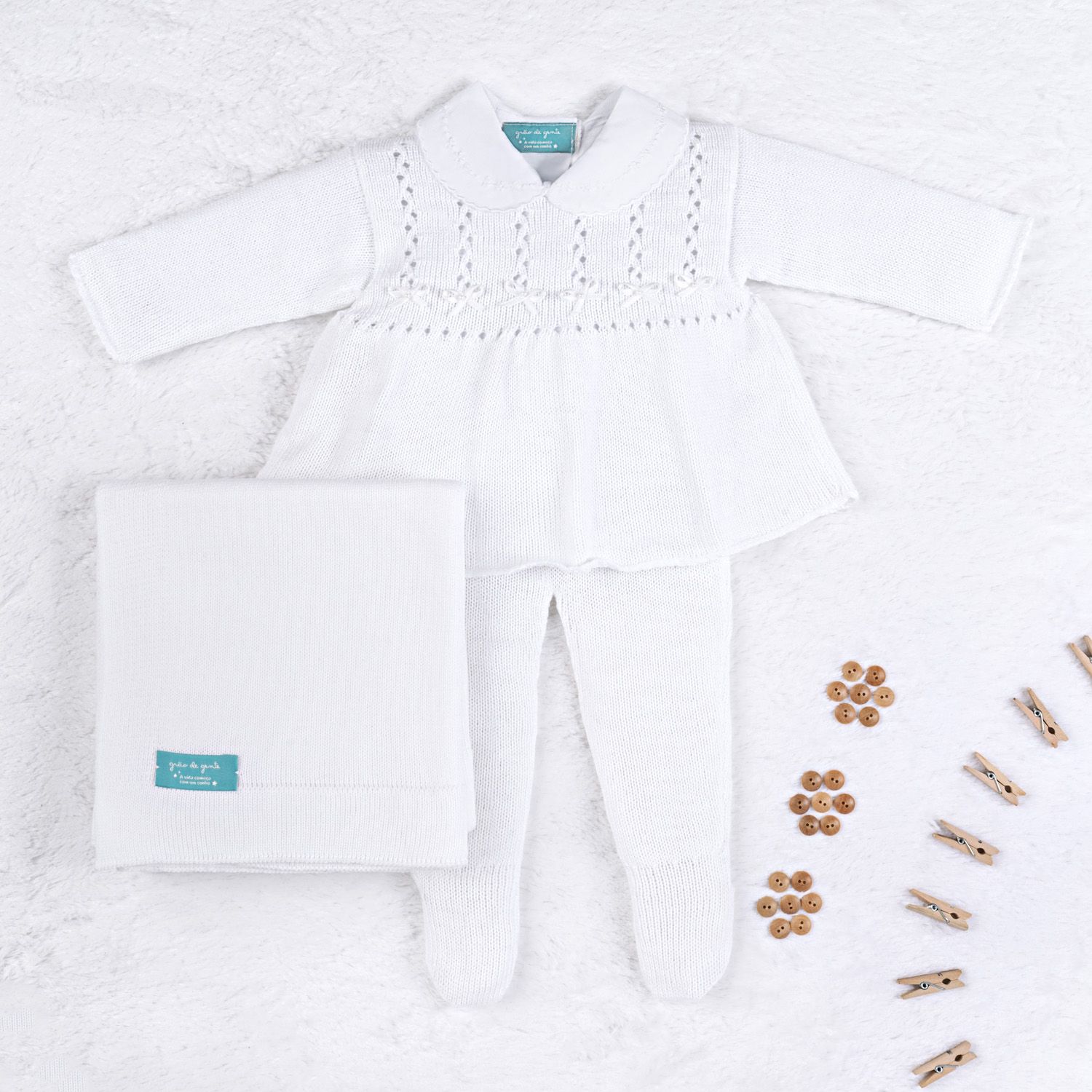 Saída Maternidade Tricot Principessa Rosa 04 Peças