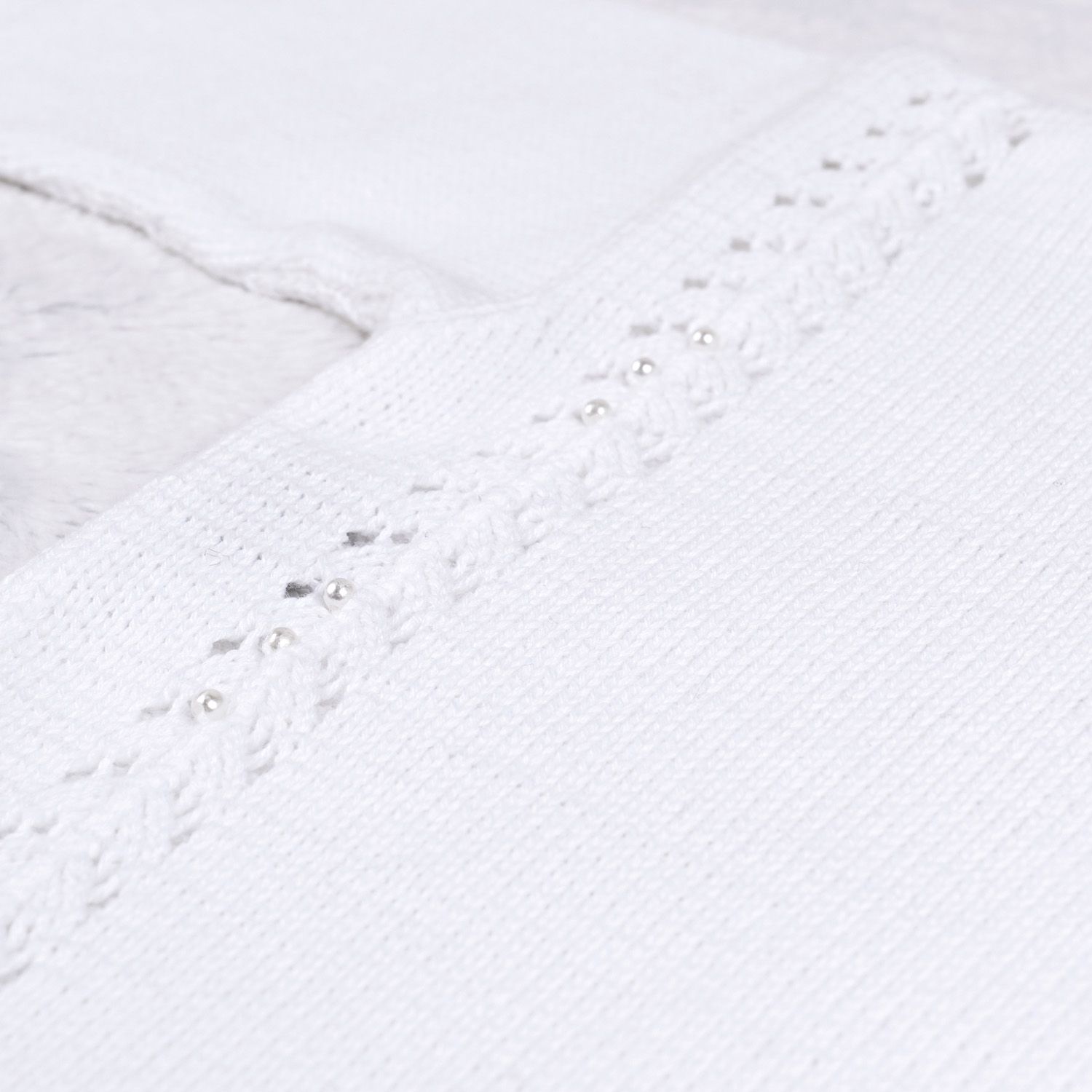 Saída Maternidade Tricot Petit Poá com Pérola Vermelho 03 Peças