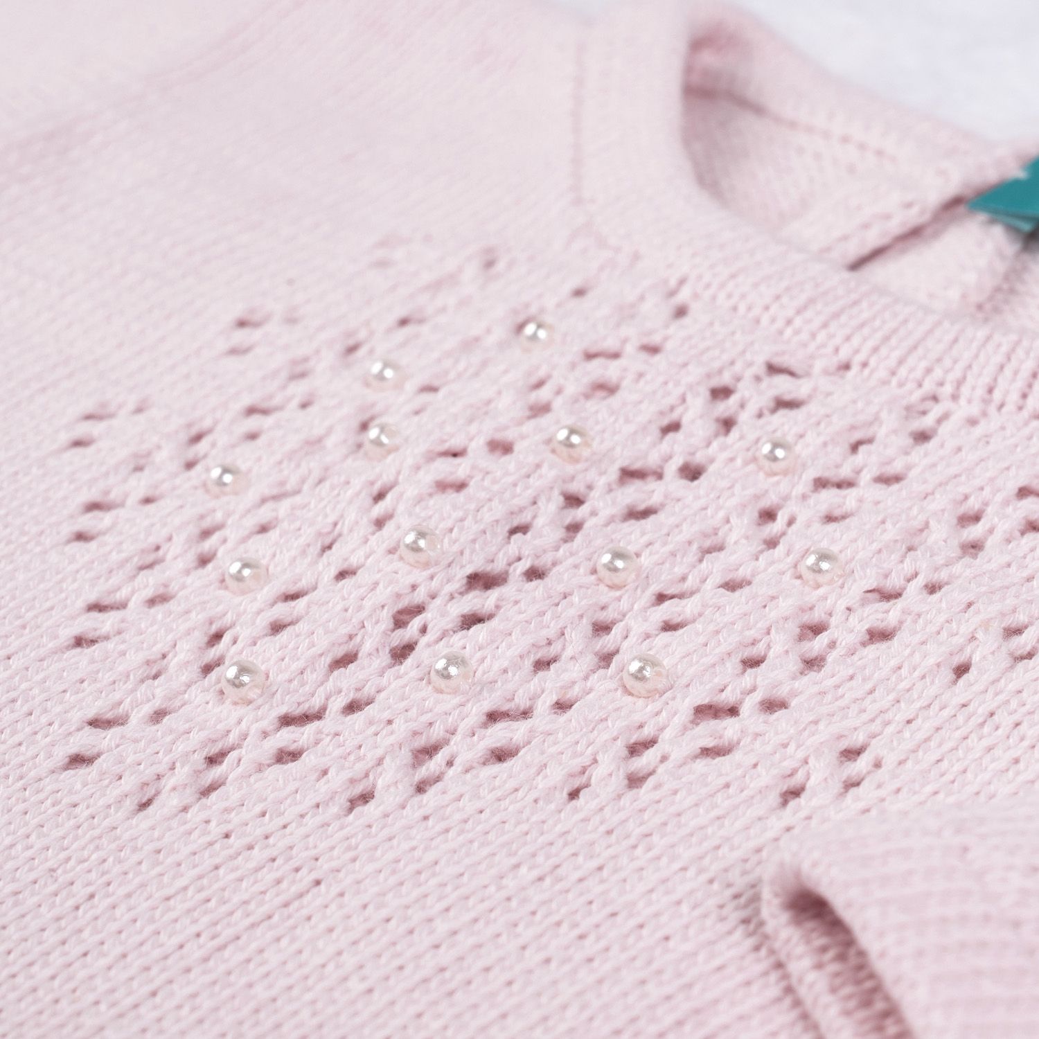 Saída Maternidade Tricot Marselha com Pérola Rosa 03 Peças