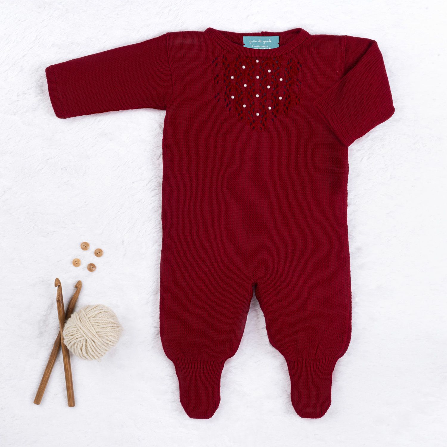 Saída Maternidade Tricot Marselha com Pérola Rosa 03 Peças