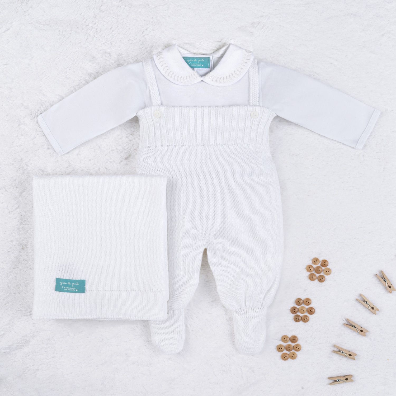 Saída Maternidade Tricot com Body Gola Bebê Amarelo 03 Peças