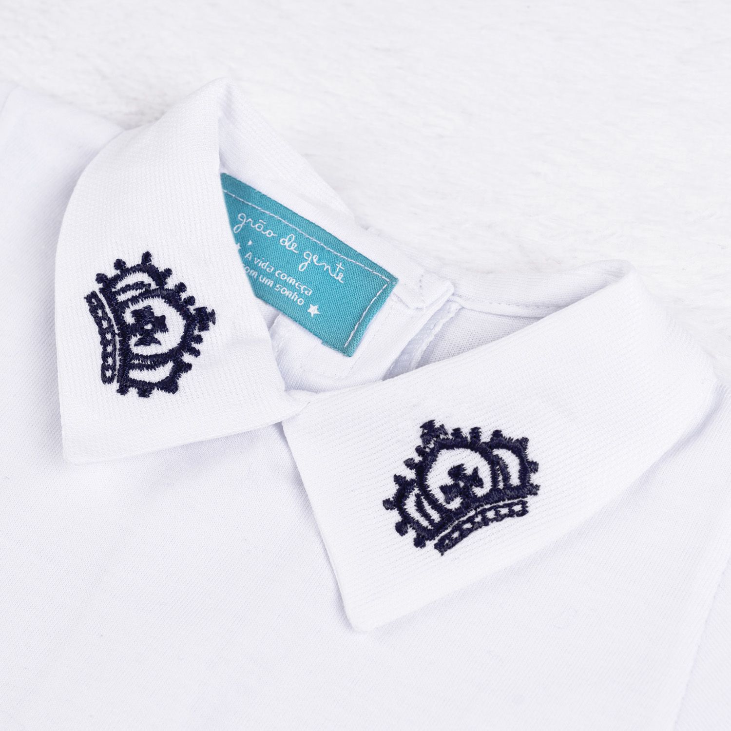 Saída Maternidade Tricot Reizinho Azul Marinho e Cinza 03 Peças