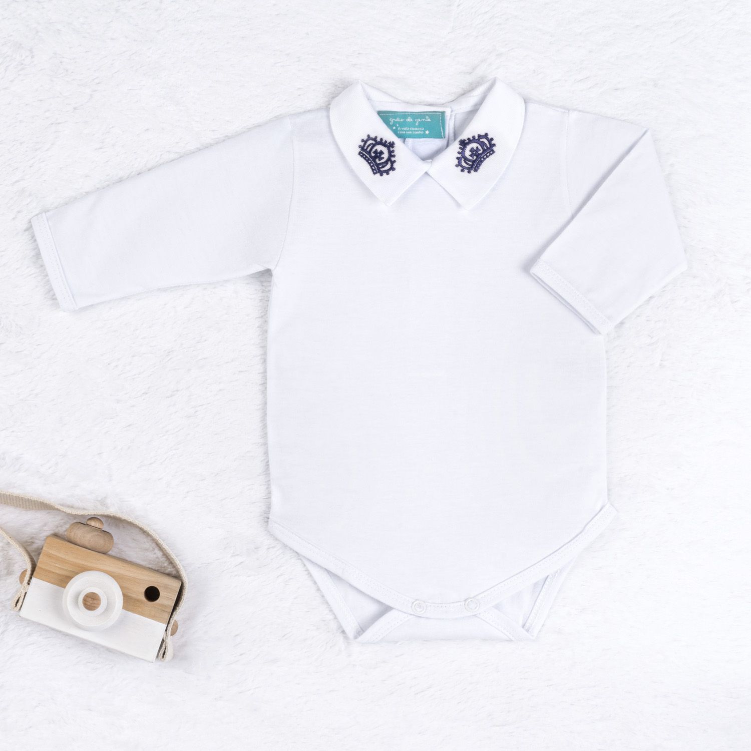 Saída Maternidade Tricot Reizinho Azul Marinho e Cinza 03 Peças