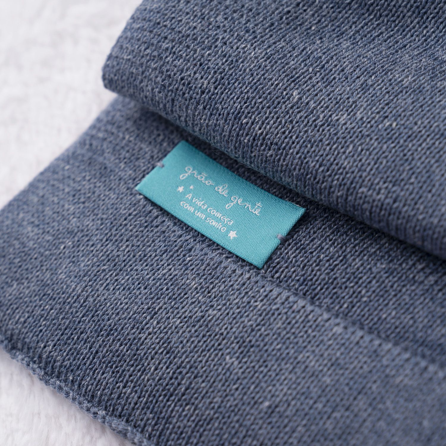 Saída Maternidade Tricot Reizinho Azul Marinho e Cinza 03 Peças