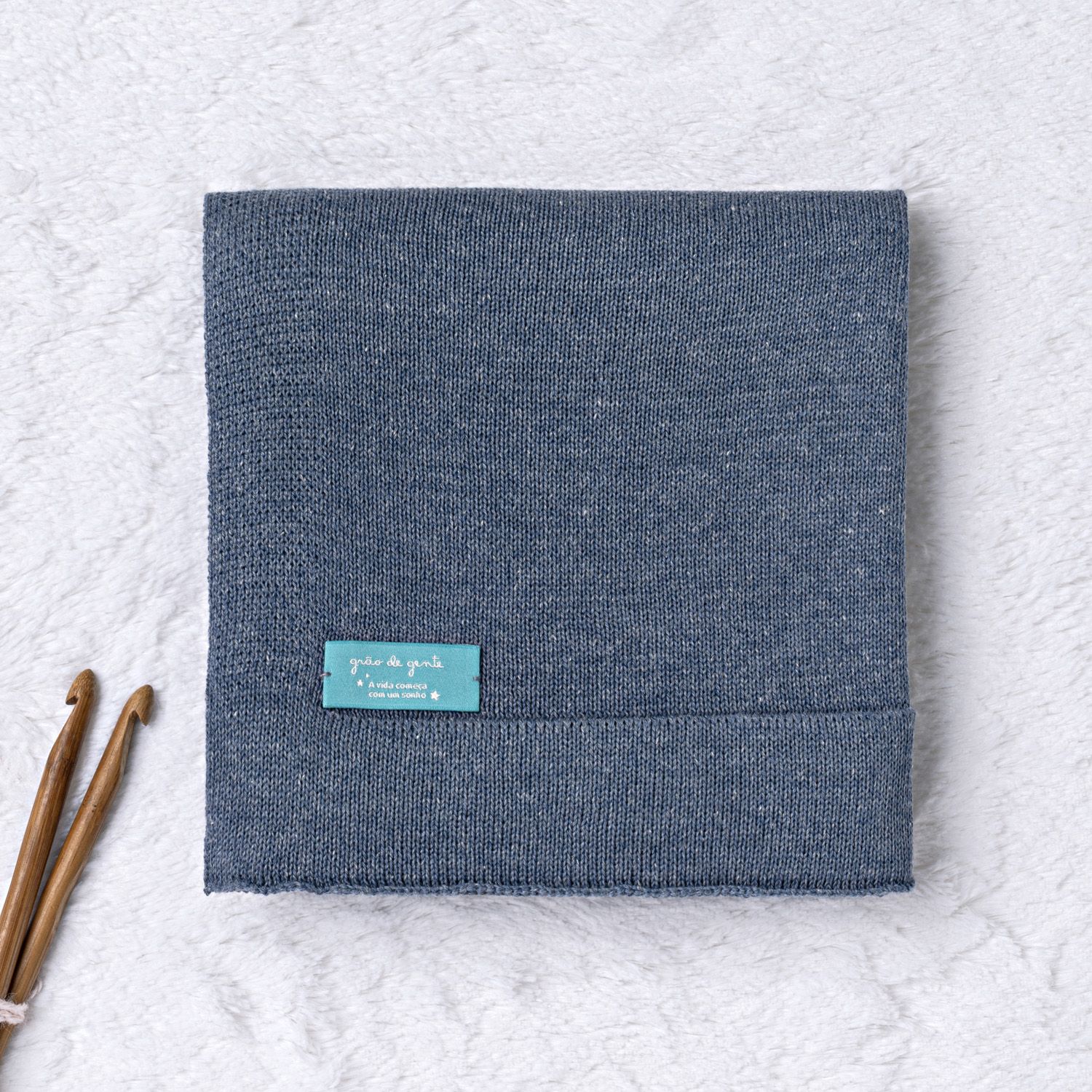 Saída Maternidade Tricot Reizinho Azul Marinho e Cinza 03 Peças