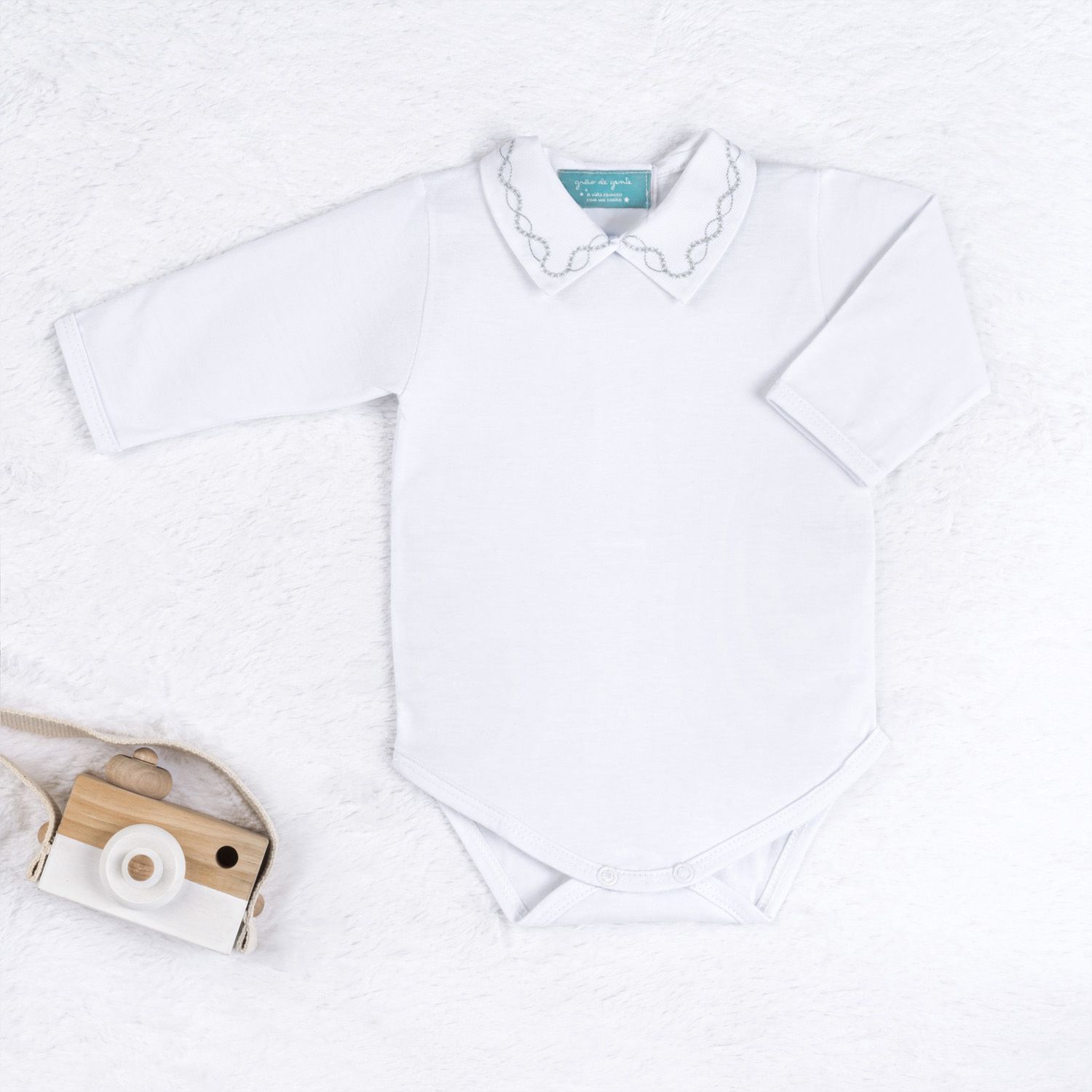 Saída Maternidade Tricot com Macacão e Body Requinte Cinza 03 Peças