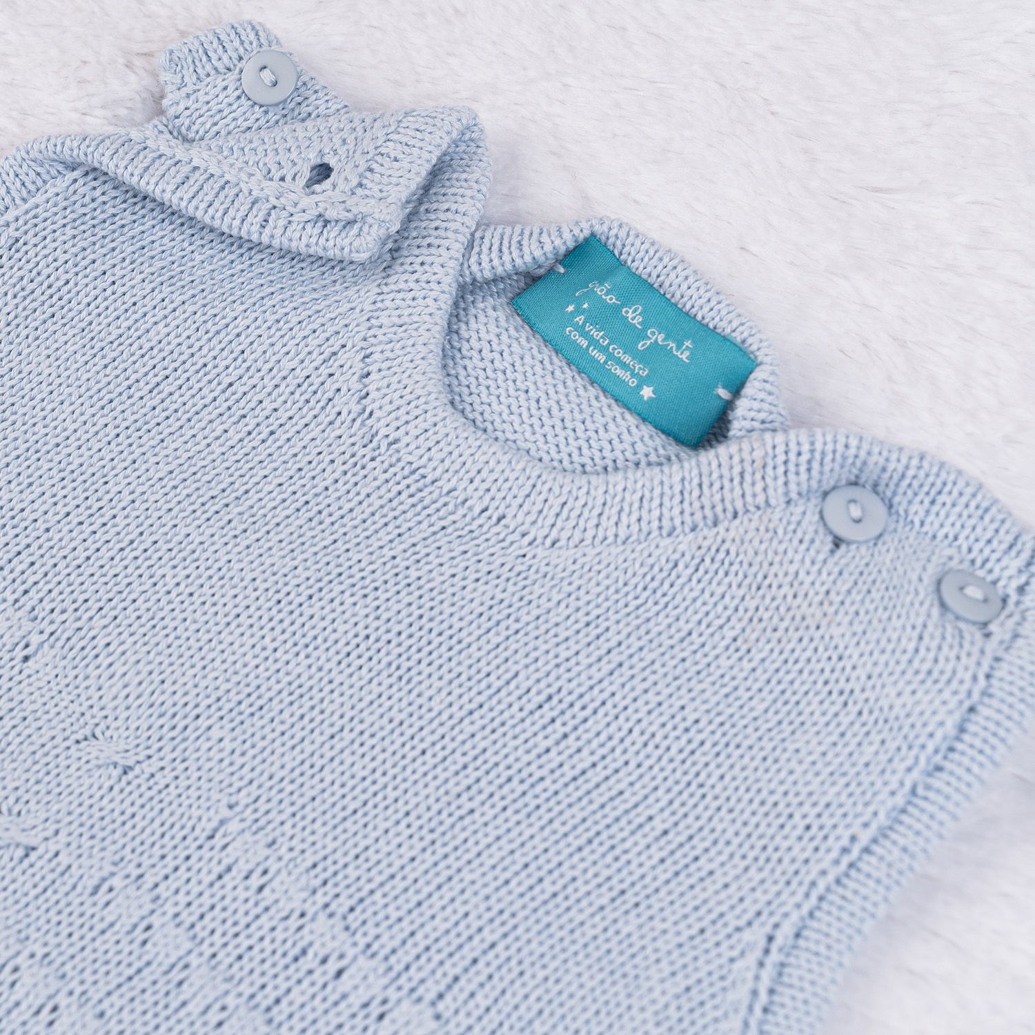 Saída Maternidade Tricot com Macacão e Body Requinte Cinza 03 Peças