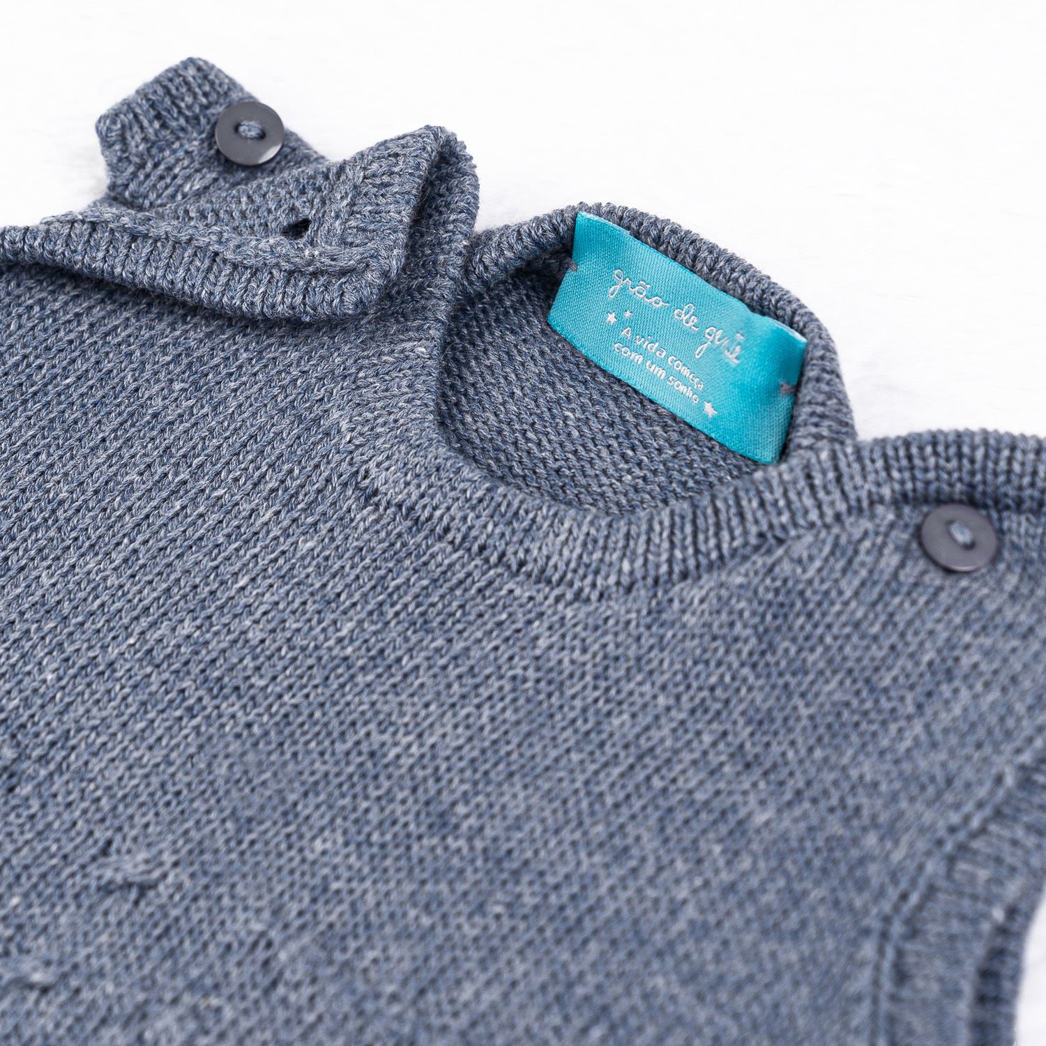 Saída Maternidade Tricot com Macacão e Body Requinte Cinza 03 Peças