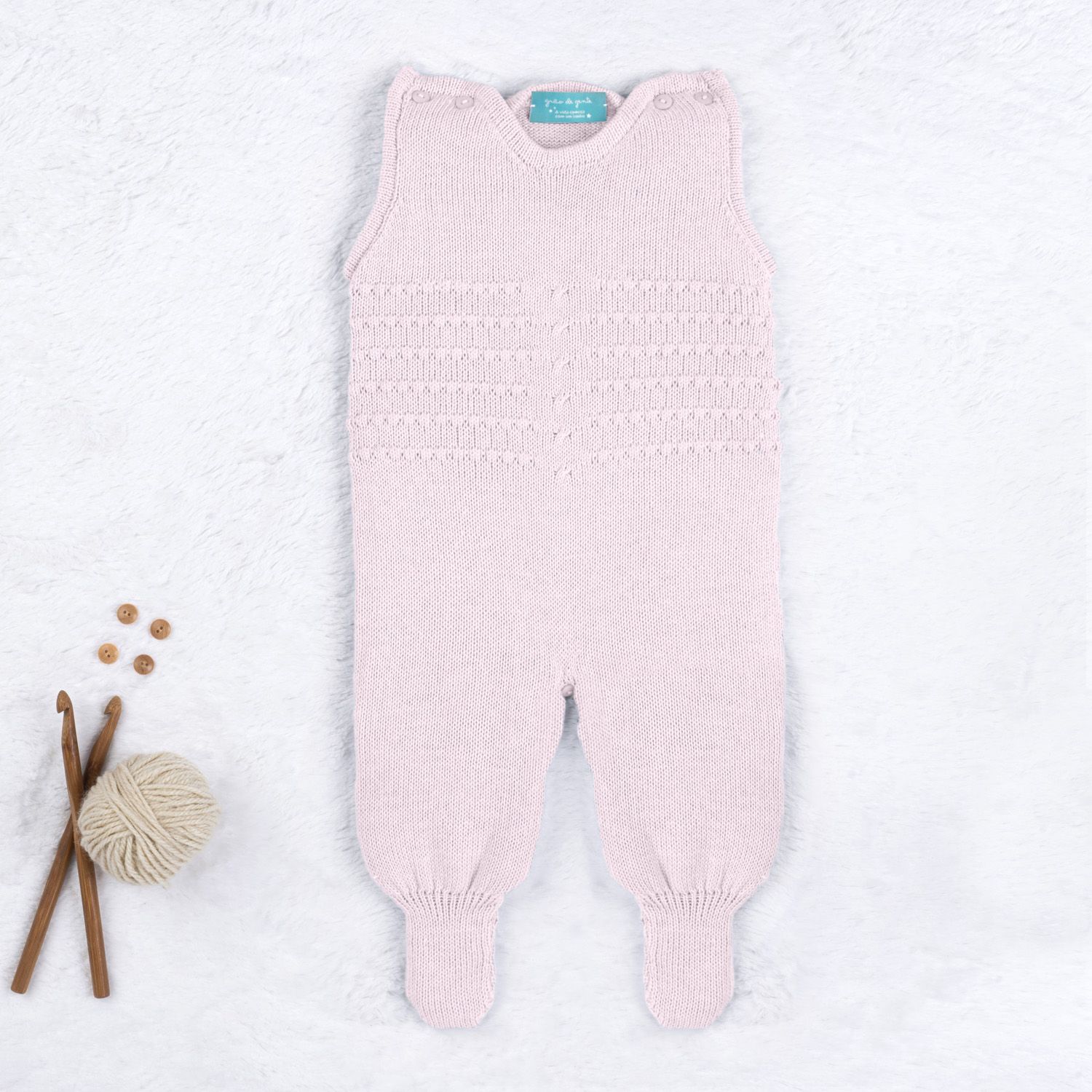 Saída Maternidade Tricot com Macacão e Body Requinte Cinza 03 Peças