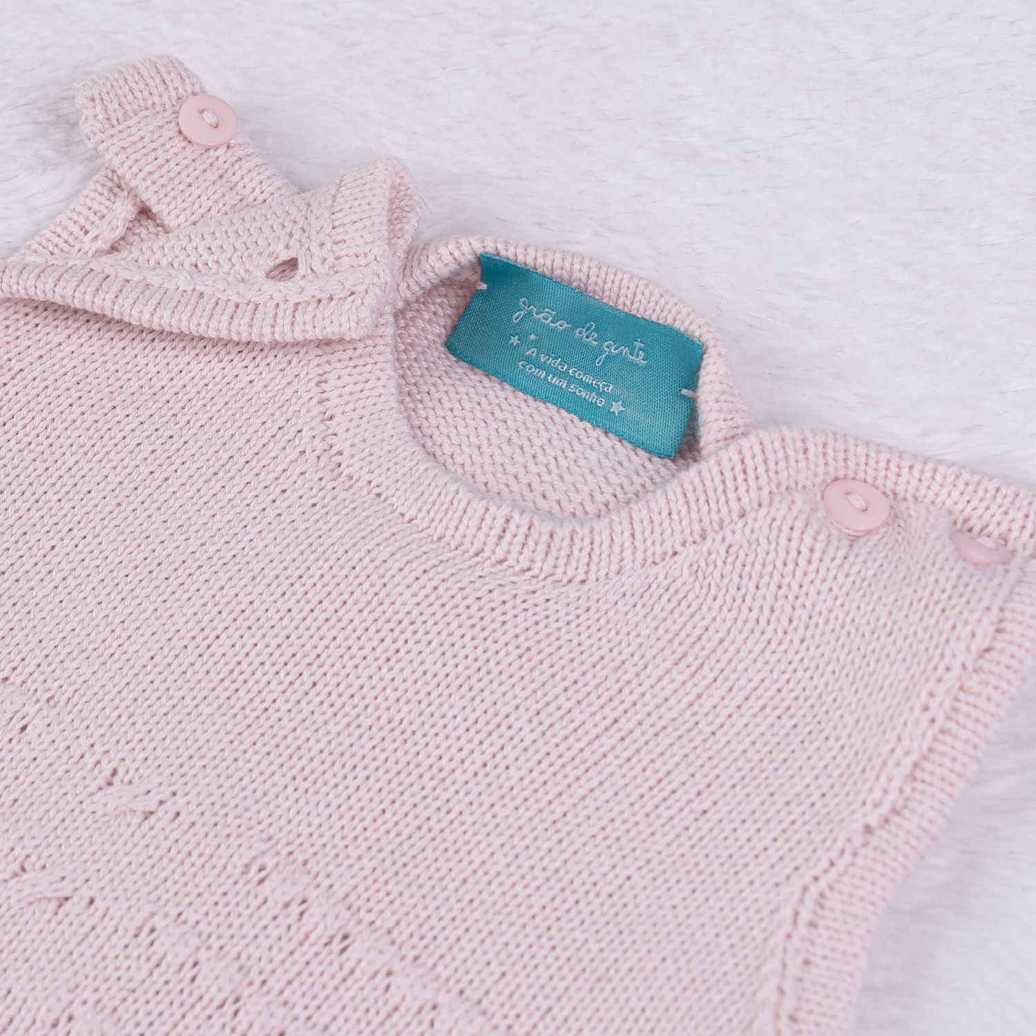 Saída Maternidade Tricot com Macacão e Body Requinte Cinza 03 Peças