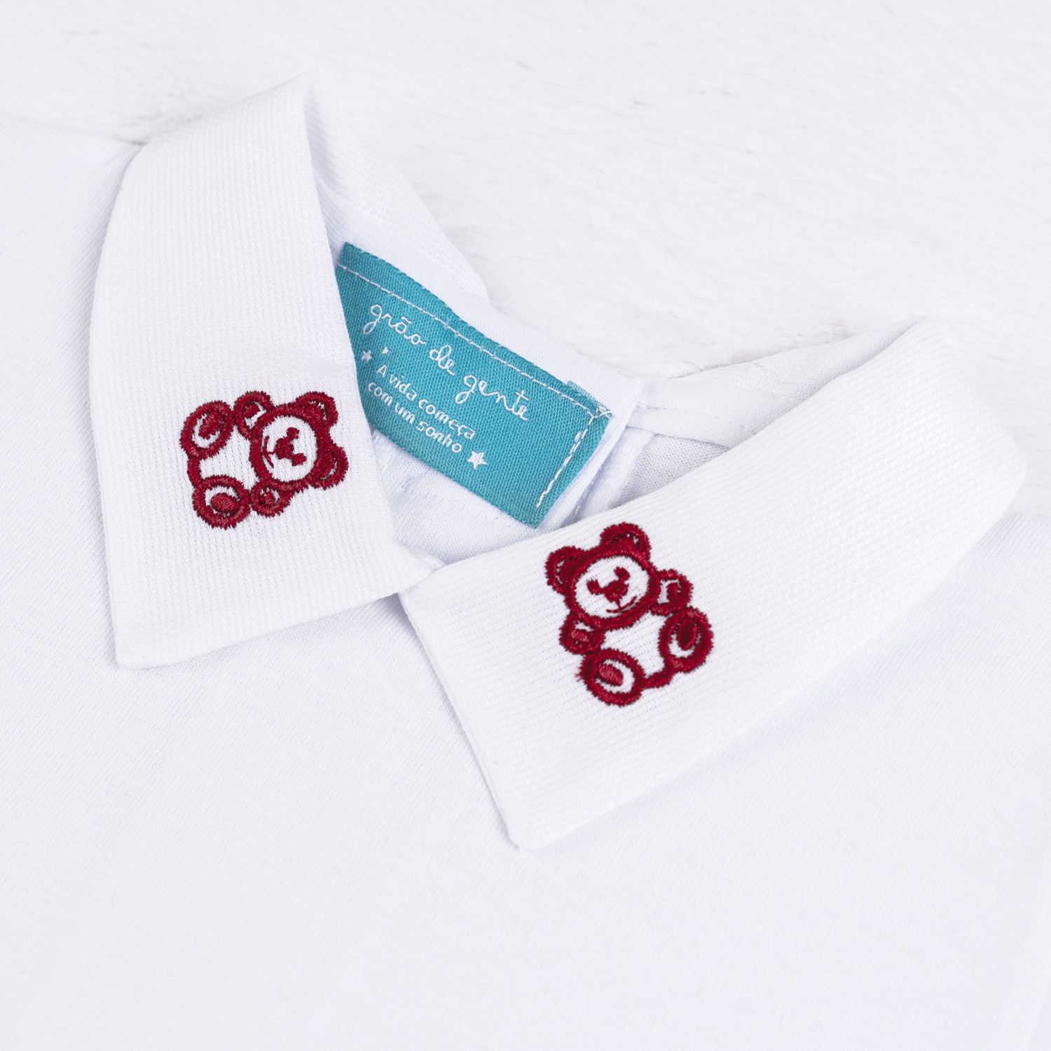 Saída Maternidade Tricot Urso Clássico Vermelho e Branco 04 Peças