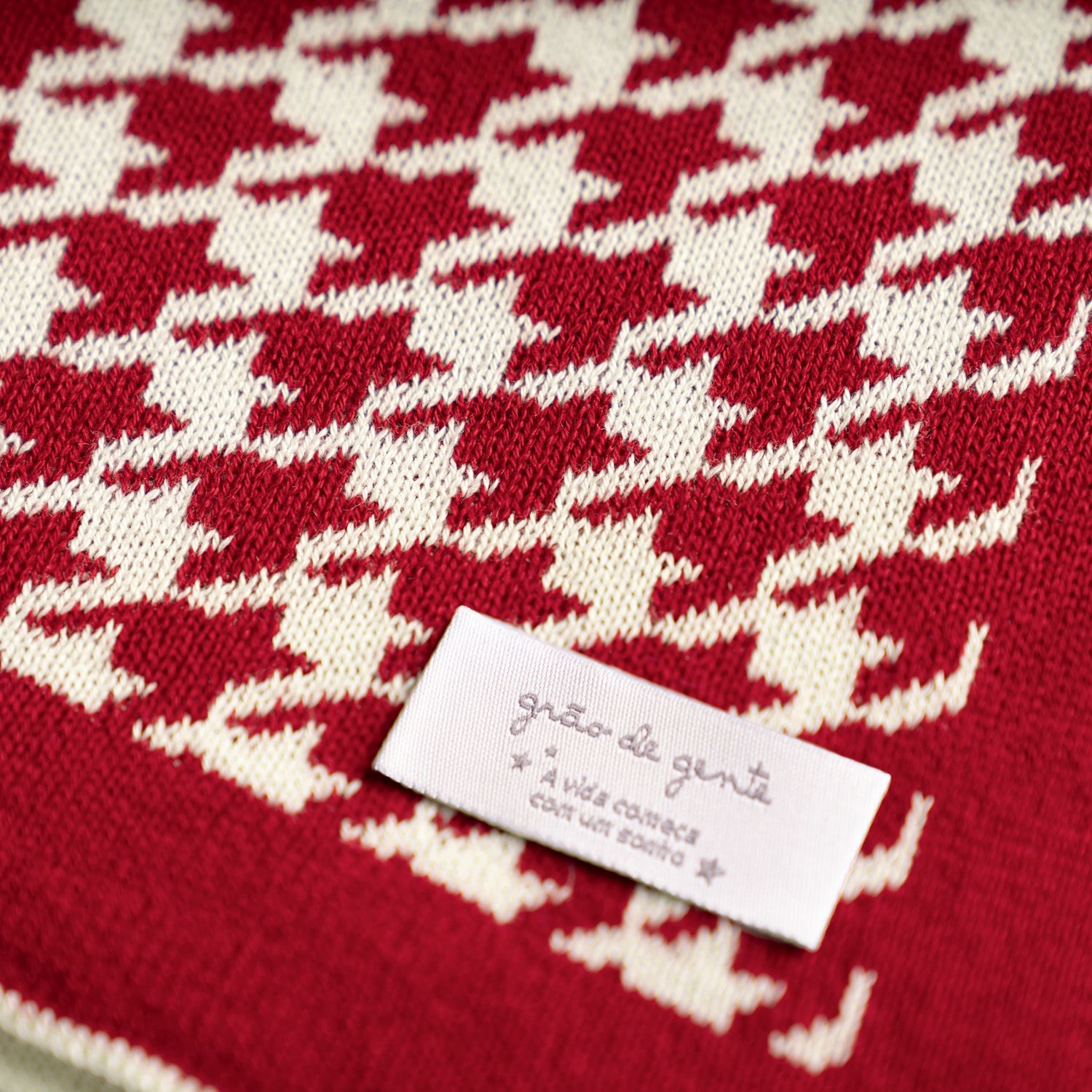 Manta Bebê Tricot Jacquard Pied de Poule Preto 80cm