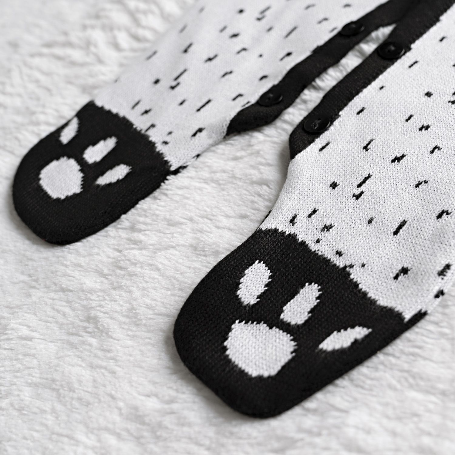 Macacão Tricot Jacquard Urso Nórdico Preto