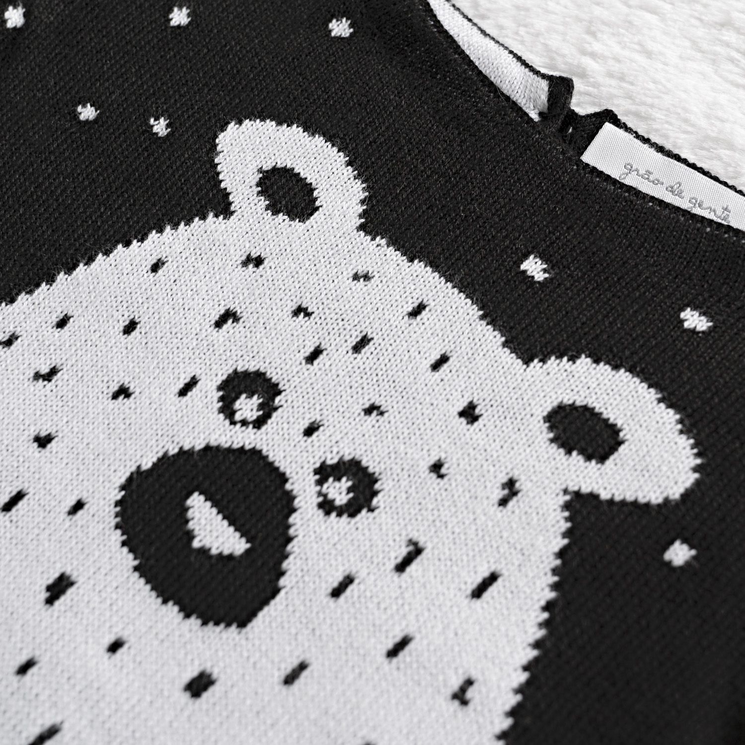 Macacão Tricot Jacquard Urso Nórdico Preto
