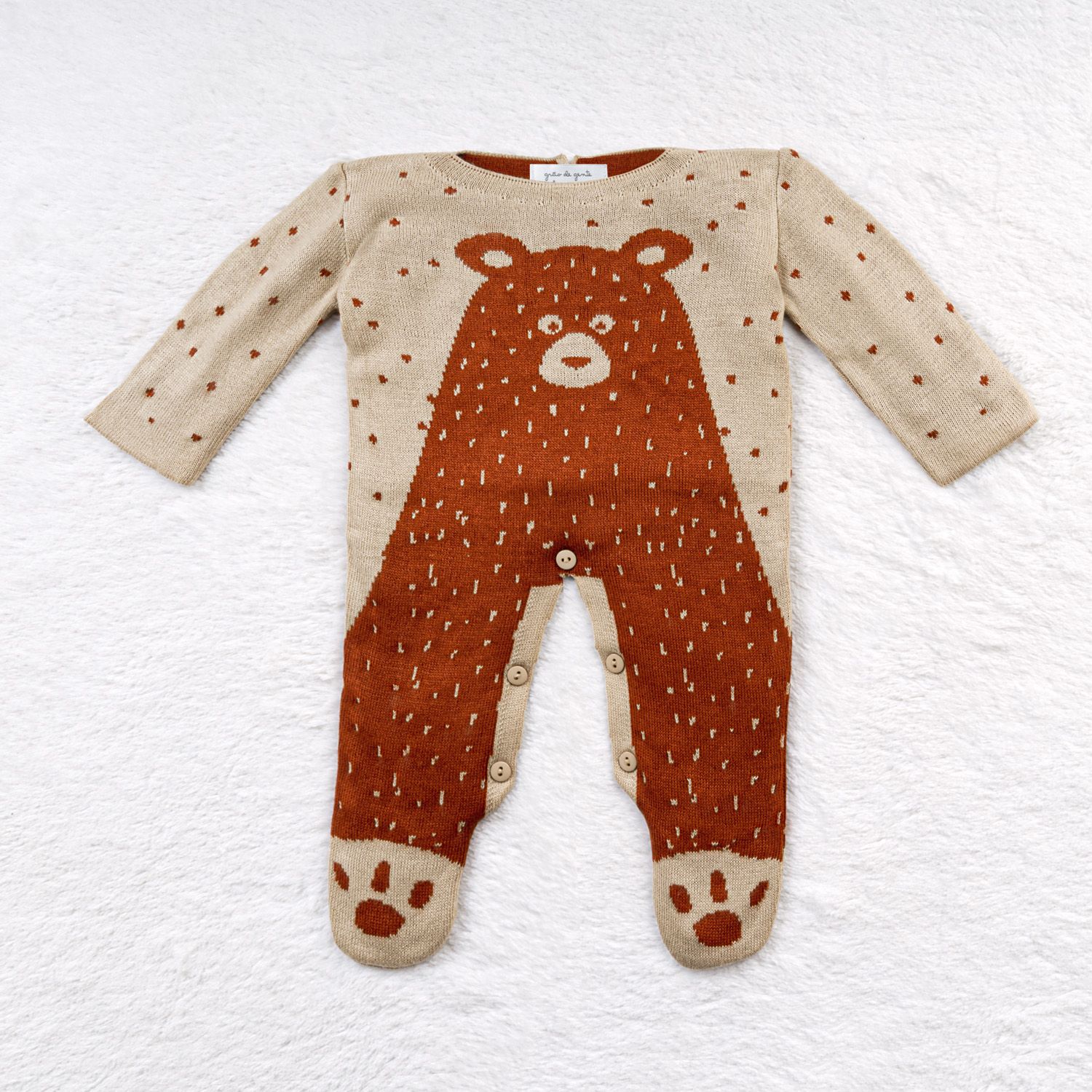 Macacão Tricot Jacquard Urso Nórdico Preto