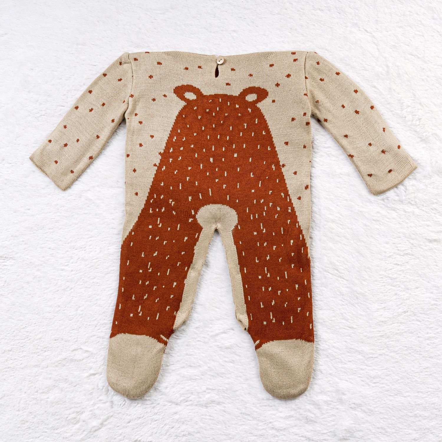 Macacão Tricot Jacquard Urso Nórdico Preto