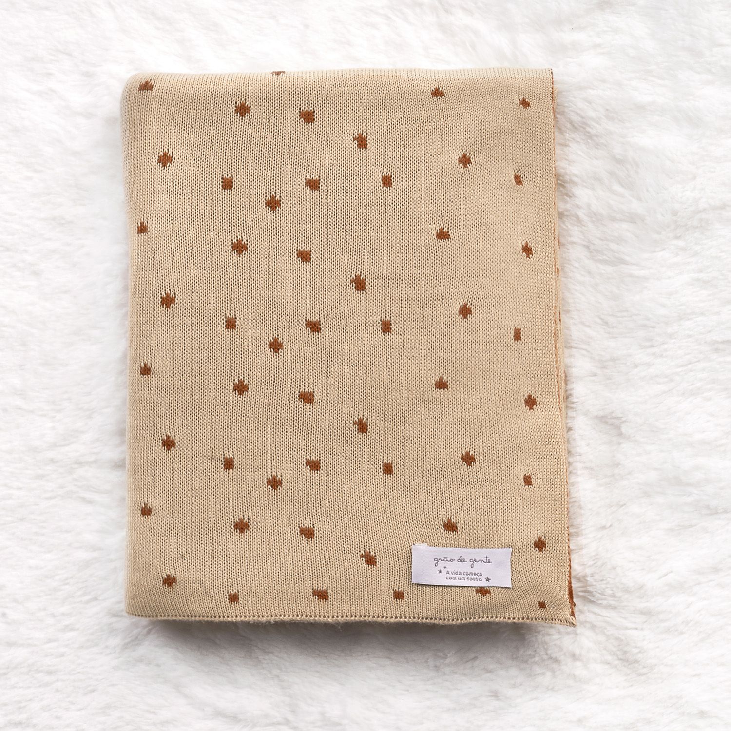 Manta Bebê Tricot Jacquard Poá Dupla Face Preto 80cm