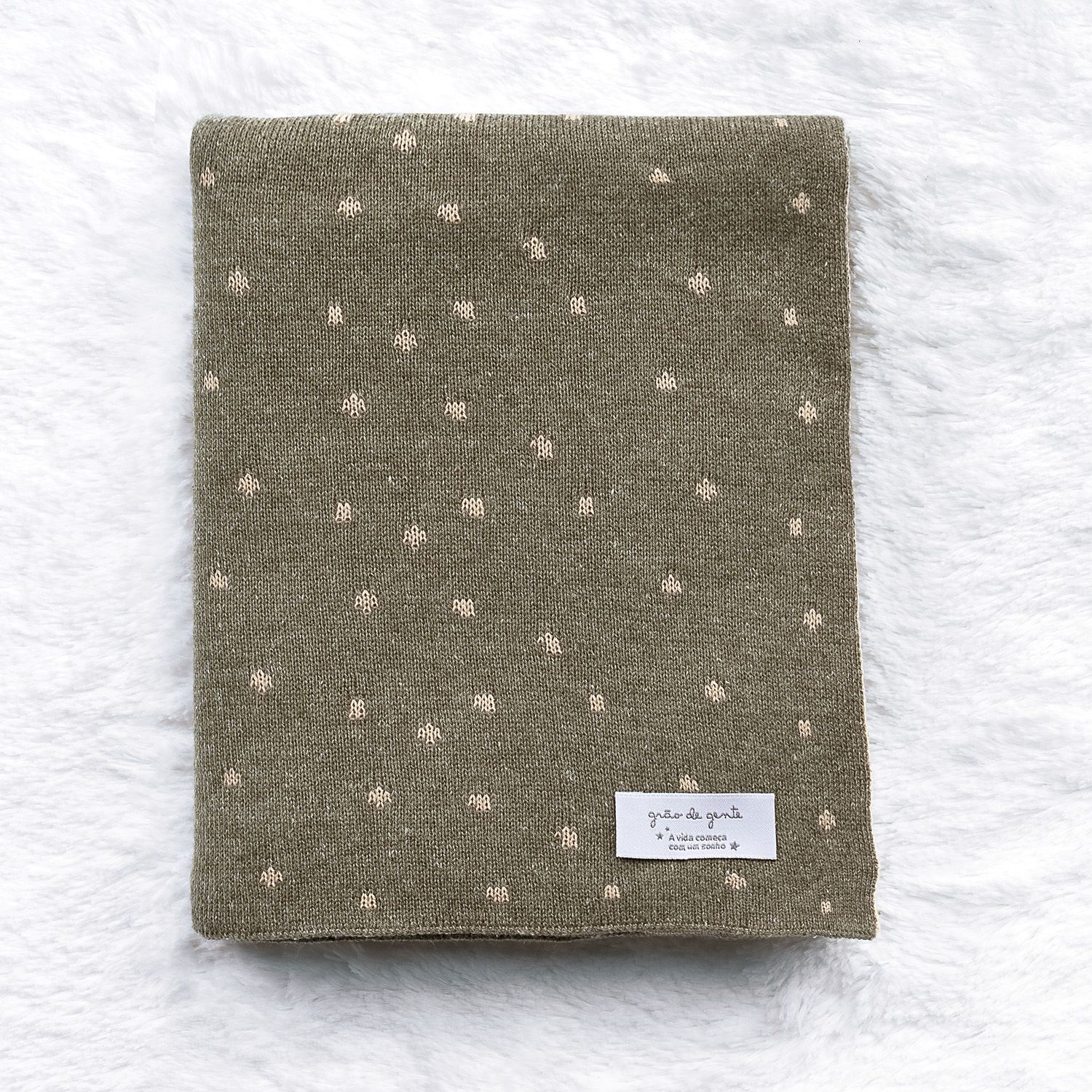 Manta Bebê Tricot Jacquard Poá Dupla Face Preto 80cm